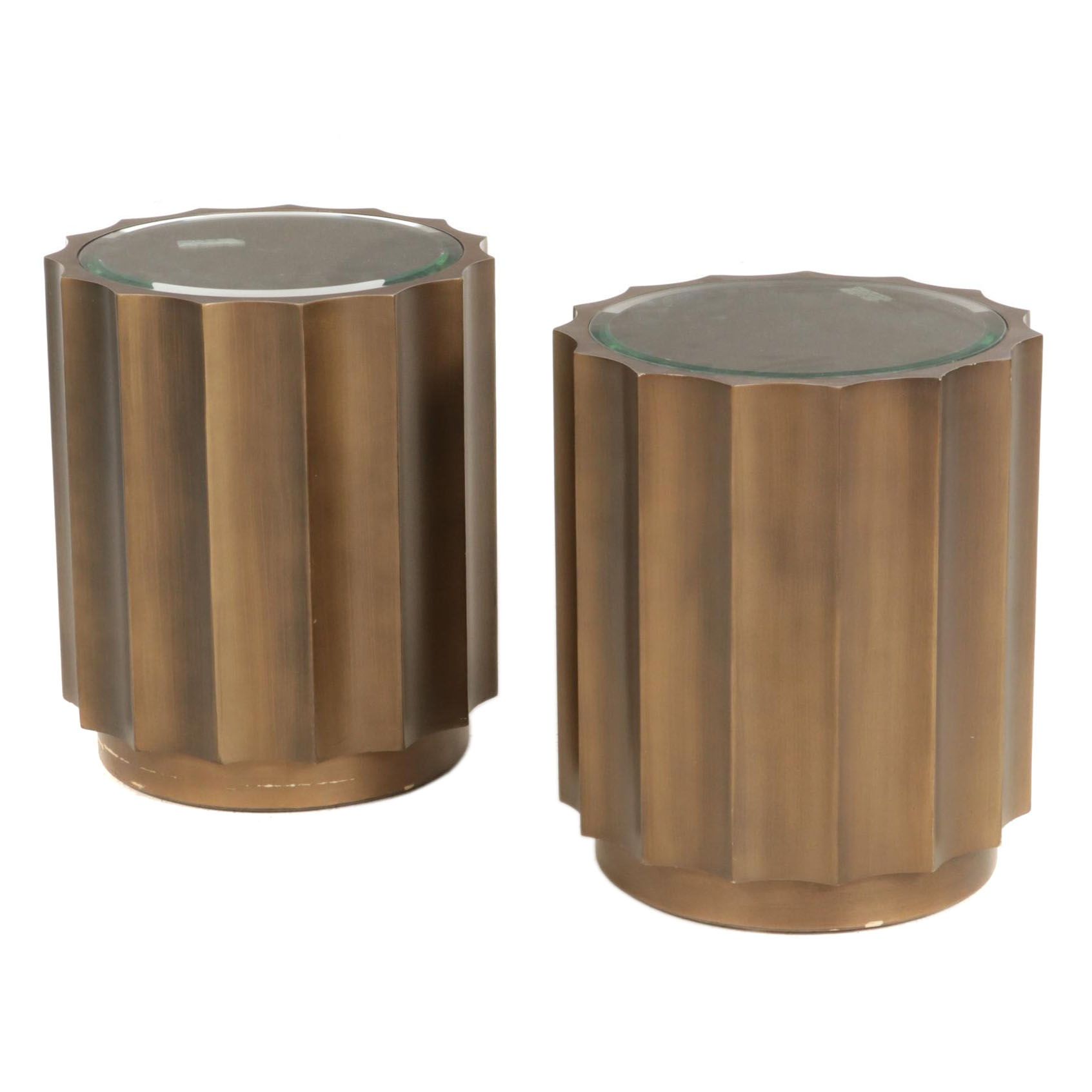 Pair of Madison Park "Ortega" Glass Top Side Tables