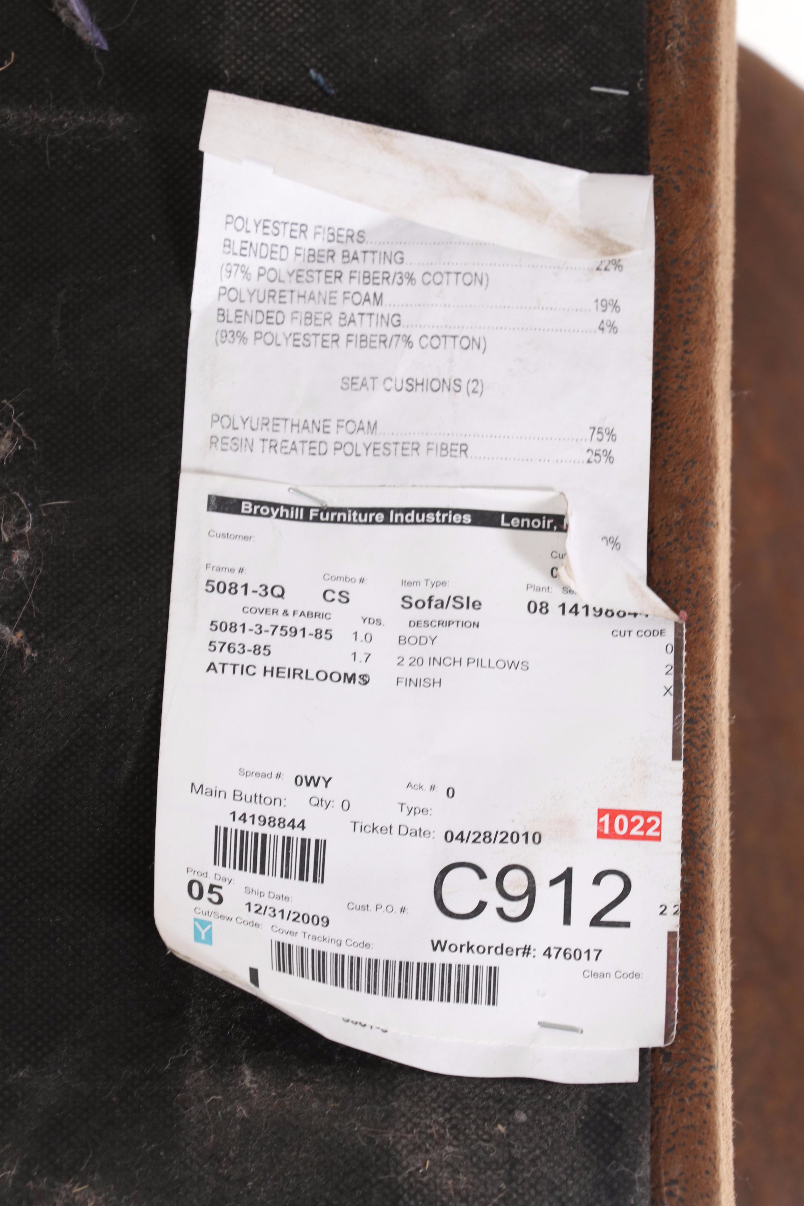 Broyill "Laramie" Microfiber Upholstered Two-Seat Sofa