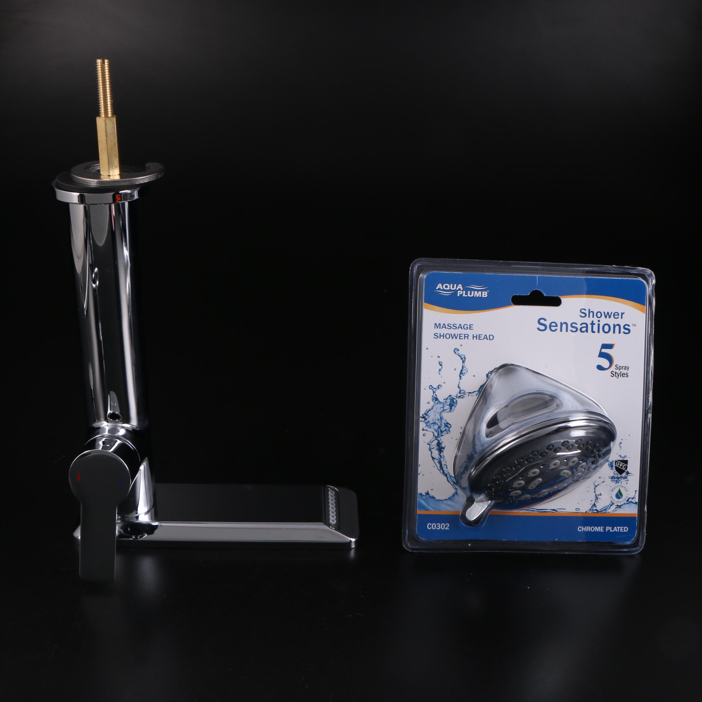 Chrome Towel Ring, Towel Bar, Massage Showerhead, Vessel Single Lever Faucet