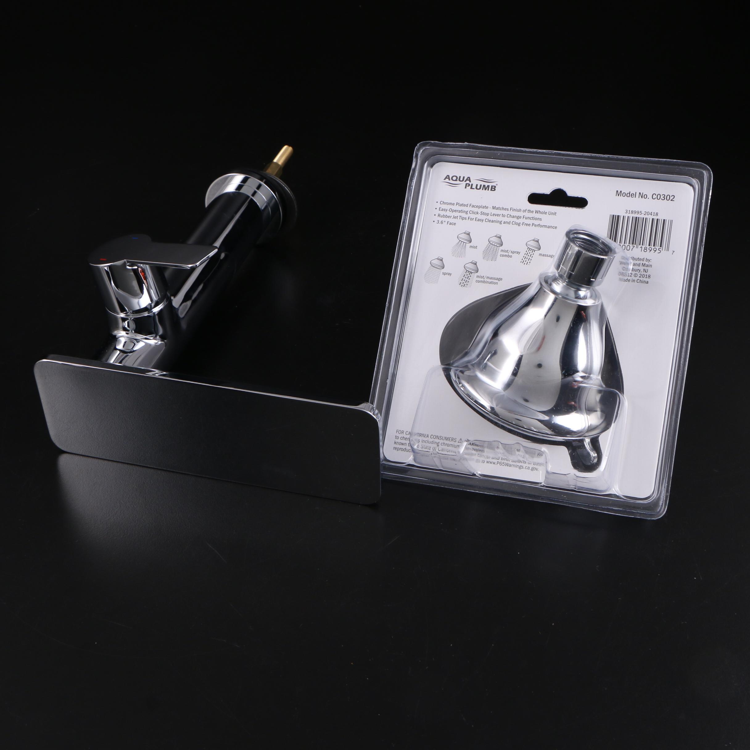 Chrome Towel Ring, Towel Bar, Massage Showerhead, Vessel Single Lever Faucet