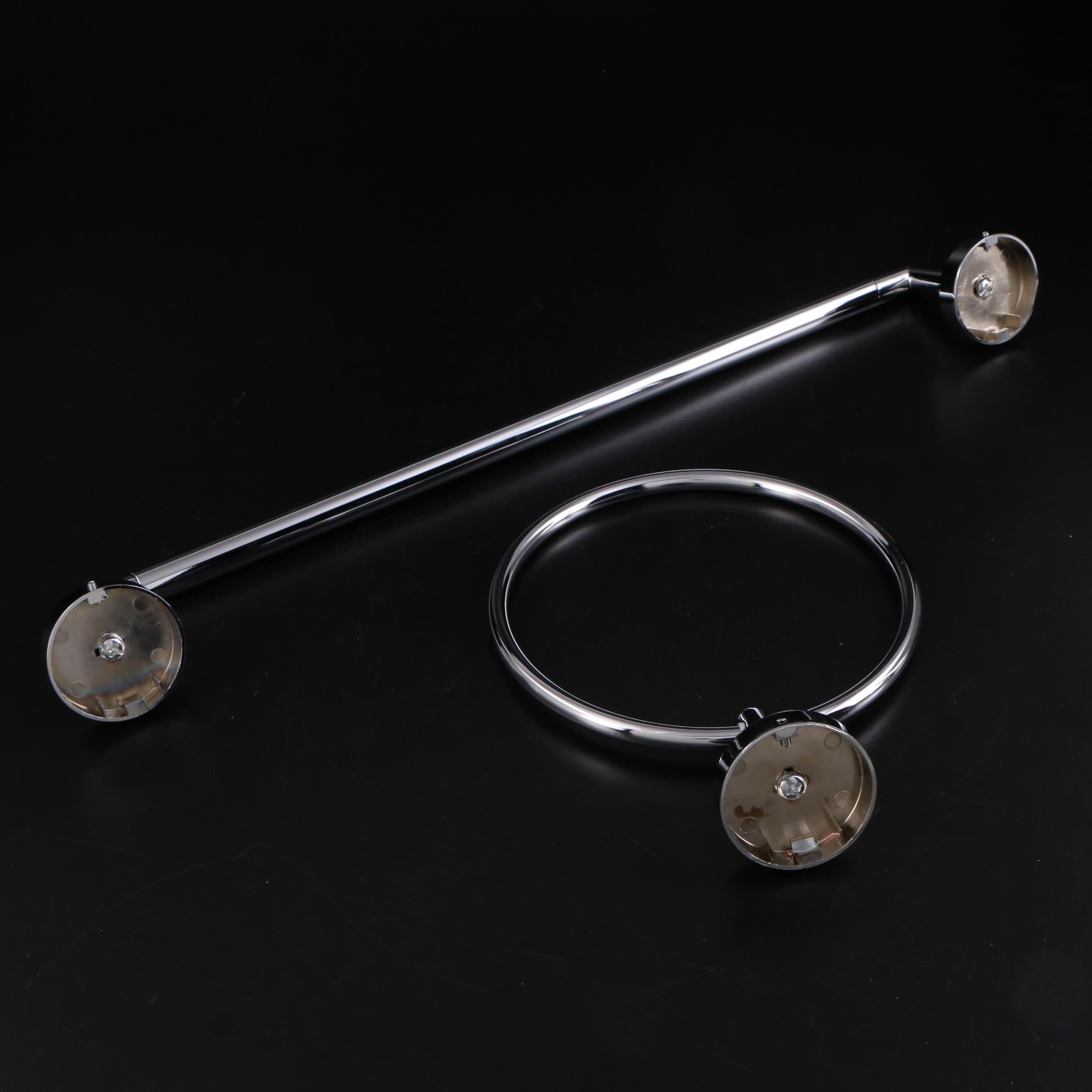 Chrome Towel Ring, Towel Bar, Massage Showerhead, Vessel Single Lever Faucet