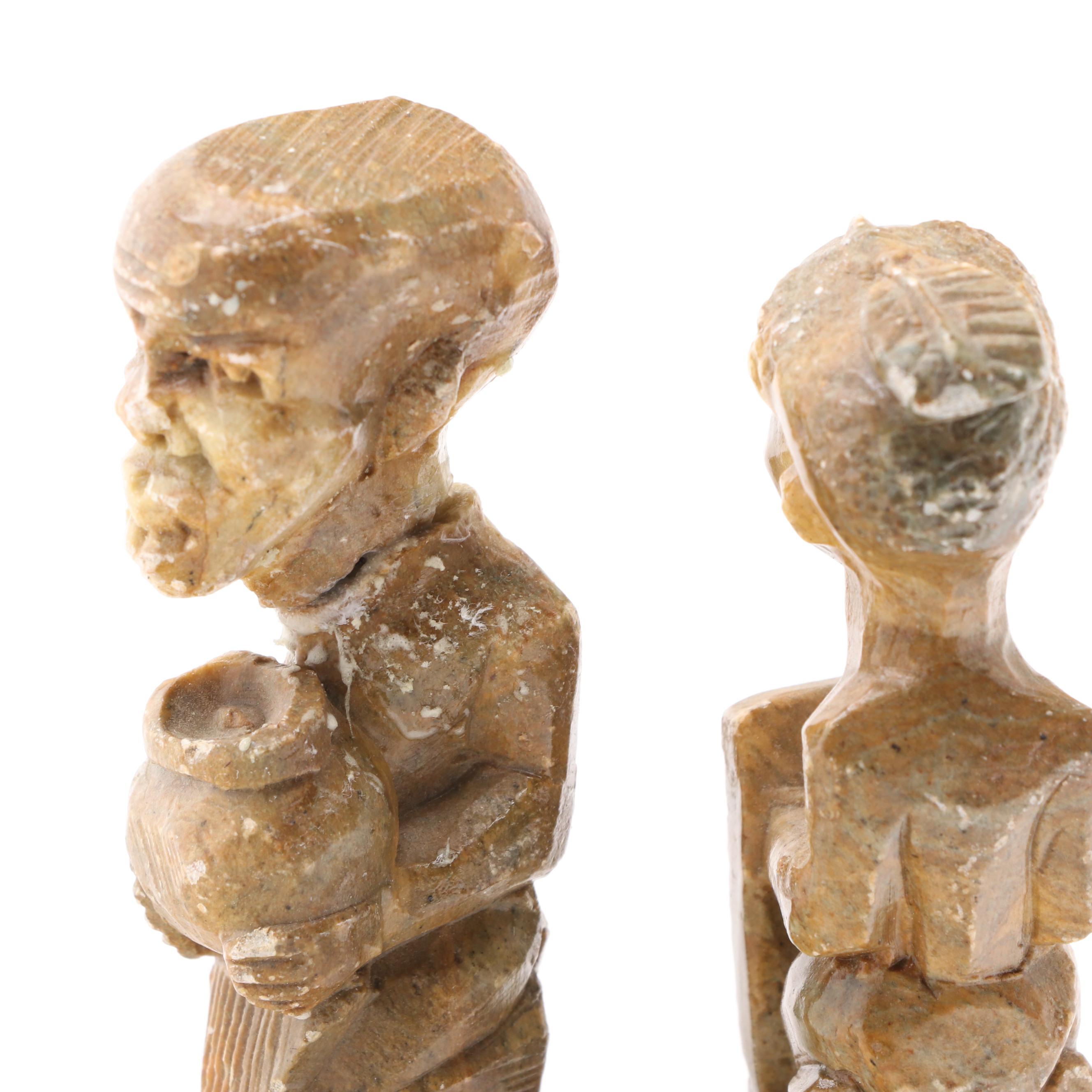 African Carved Soapstone Chess Set