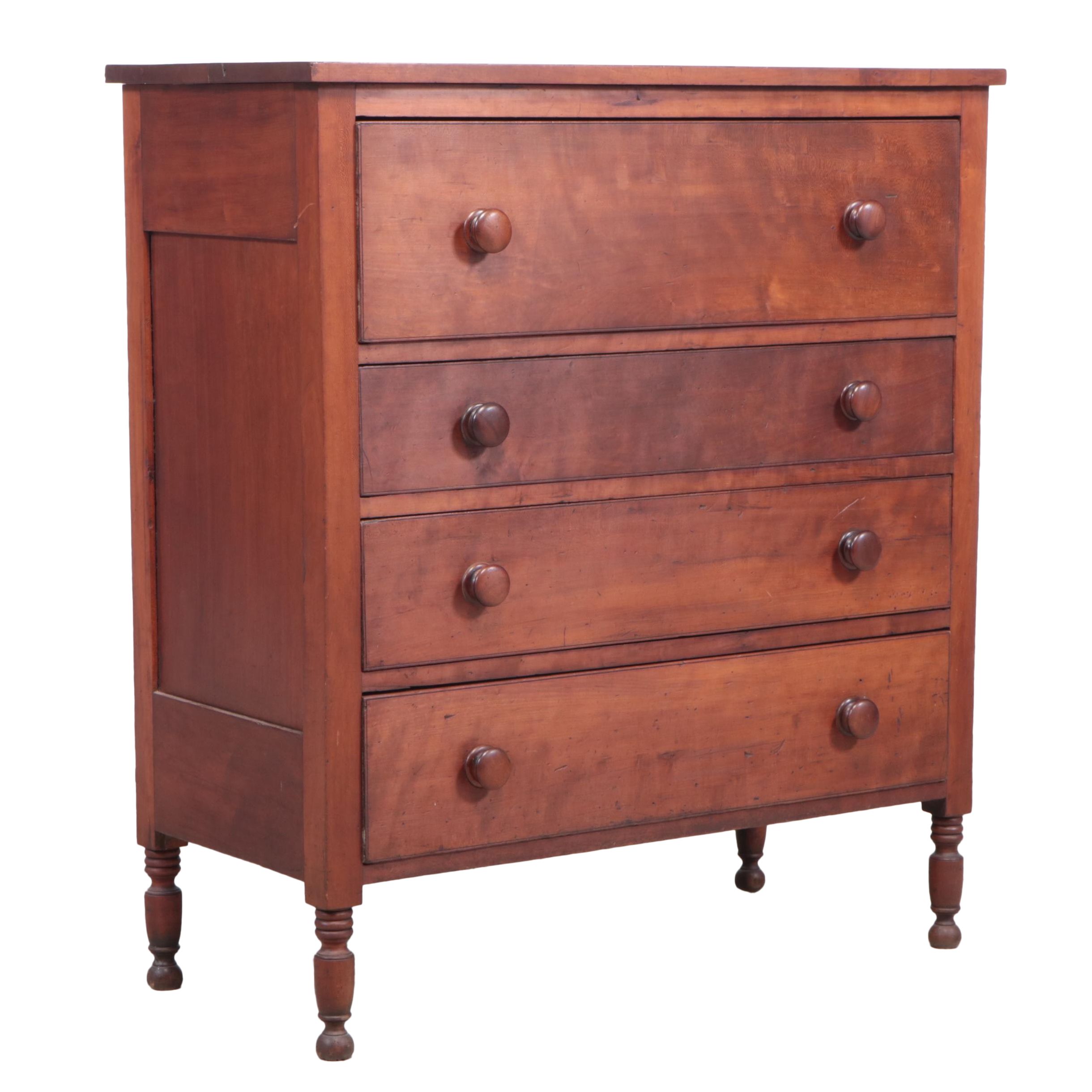 Late Federal Cherrywood Four-Drawer Chest, Second Quarter 19th Century