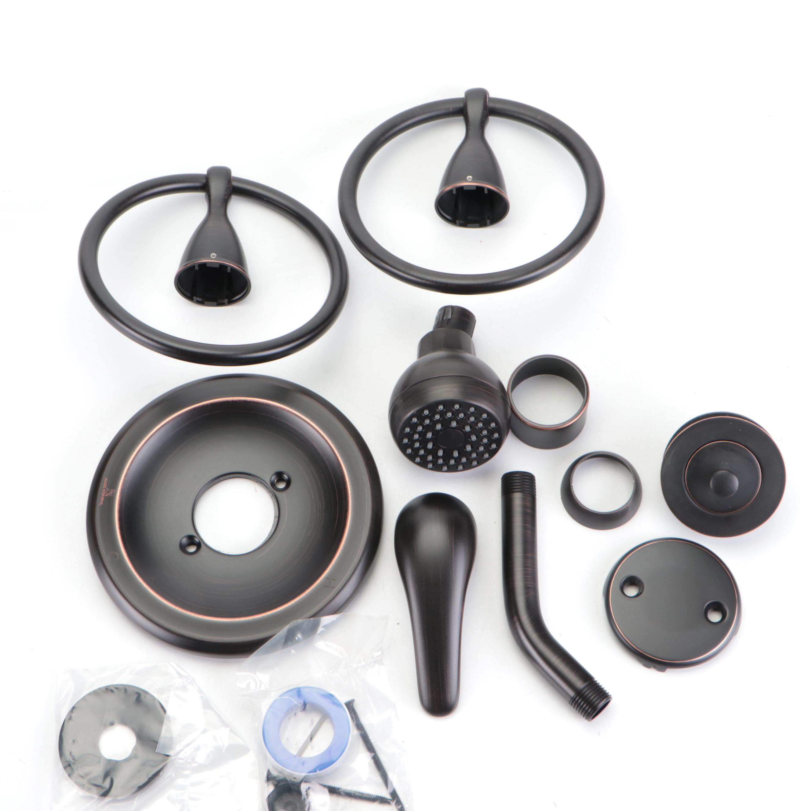 Tub Drain Kit, Shower Trim Kit, Toilet Paper Holder, Towel Bars and Rings