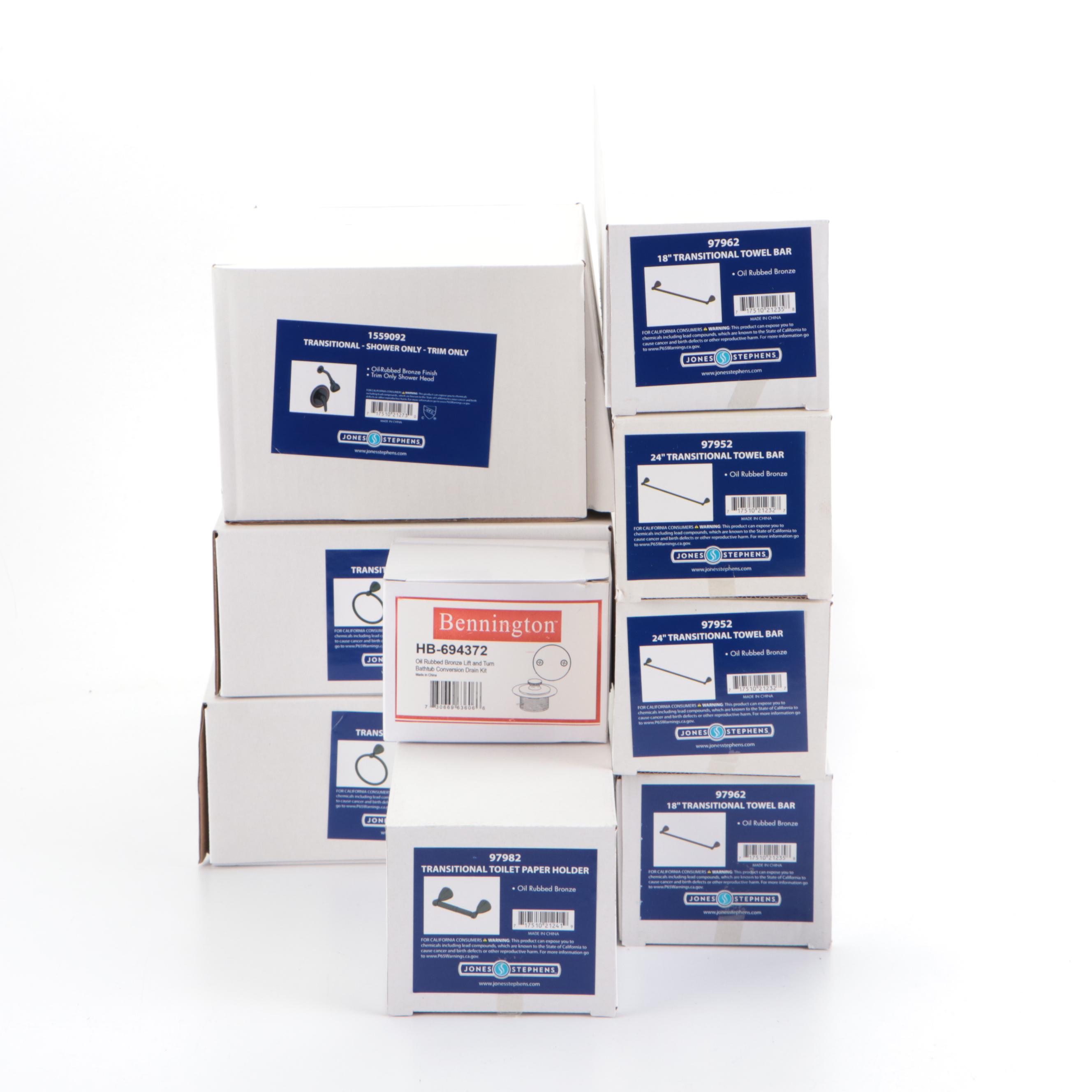 Tub Drain Kit, Shower Trim Kit, Toilet Paper Holder, Towel Bars and Rings