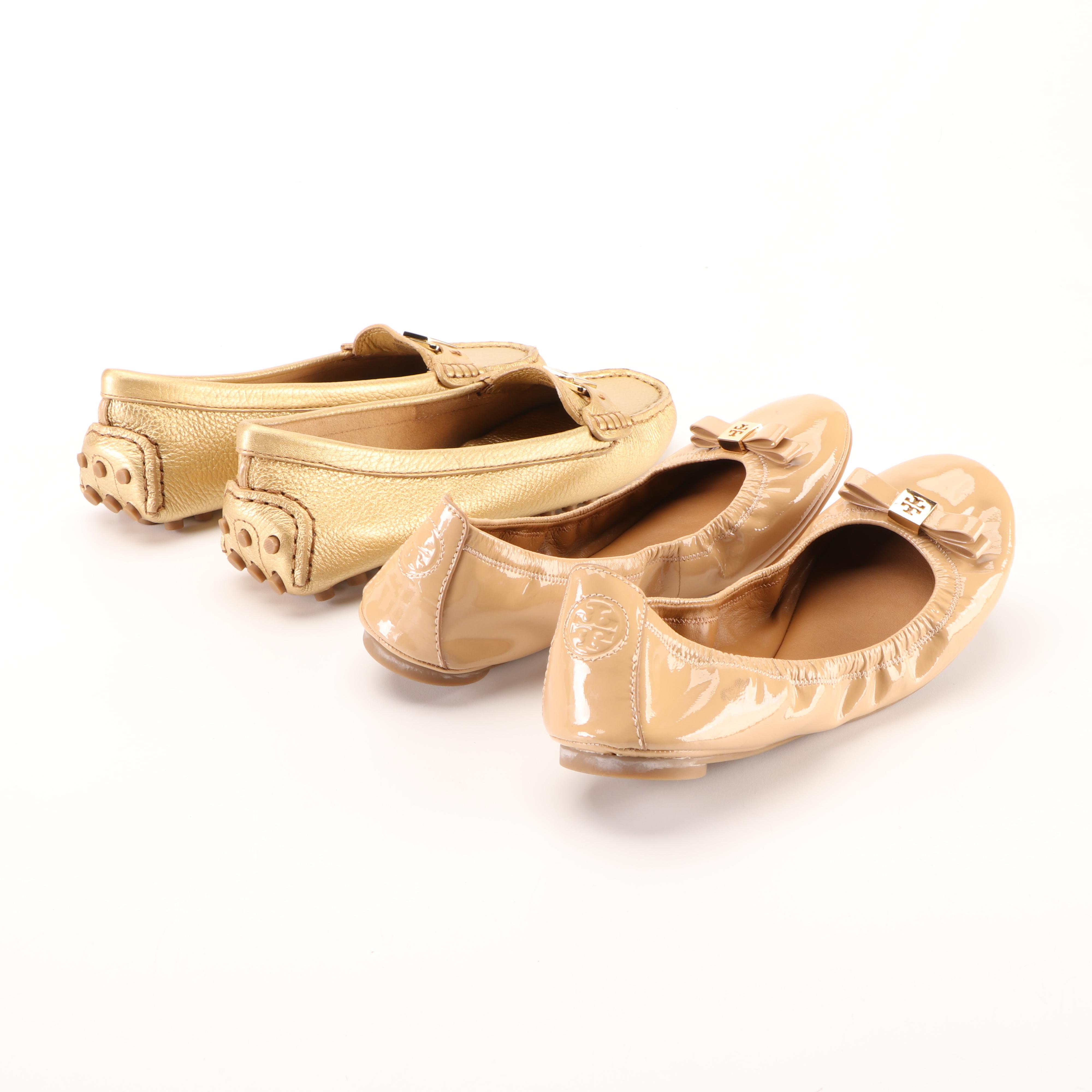 Tory Burch Metallic Leather Loafers and Patent Leather Flats