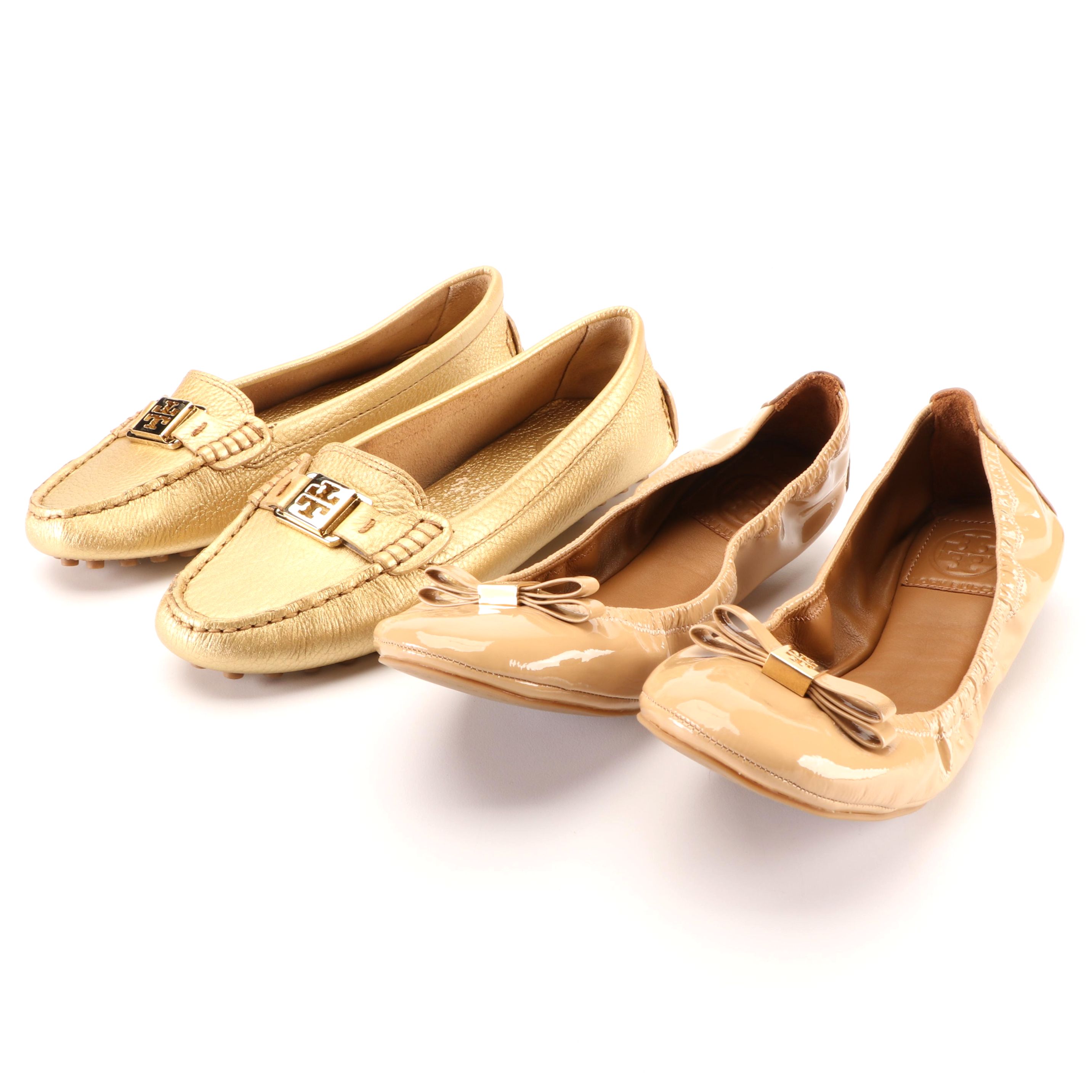 Tory Burch Metallic Leather Loafers and Patent Leather Flats