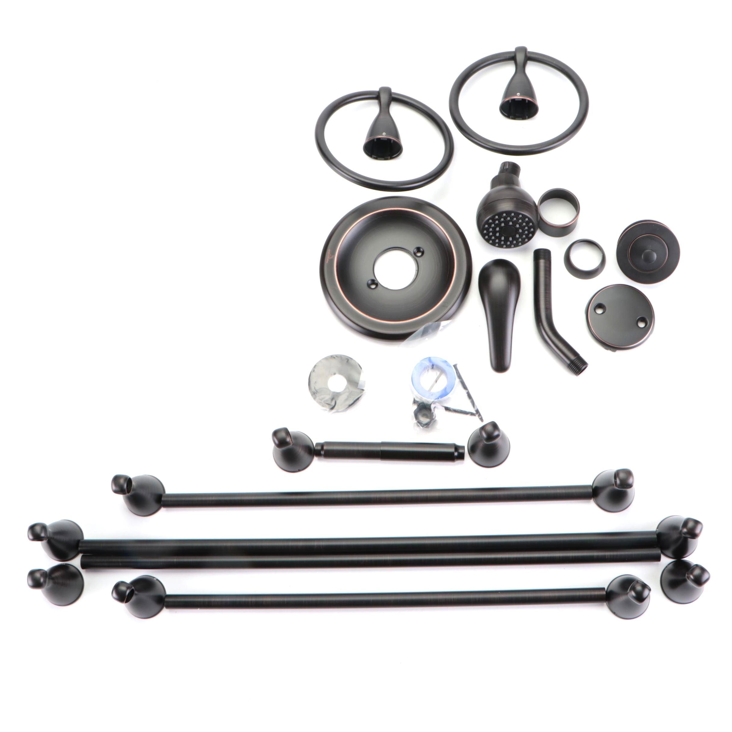 Tub Drain Kit, Shower Trim Kit, Toilet Paper Holder, Towel Bars and Rings