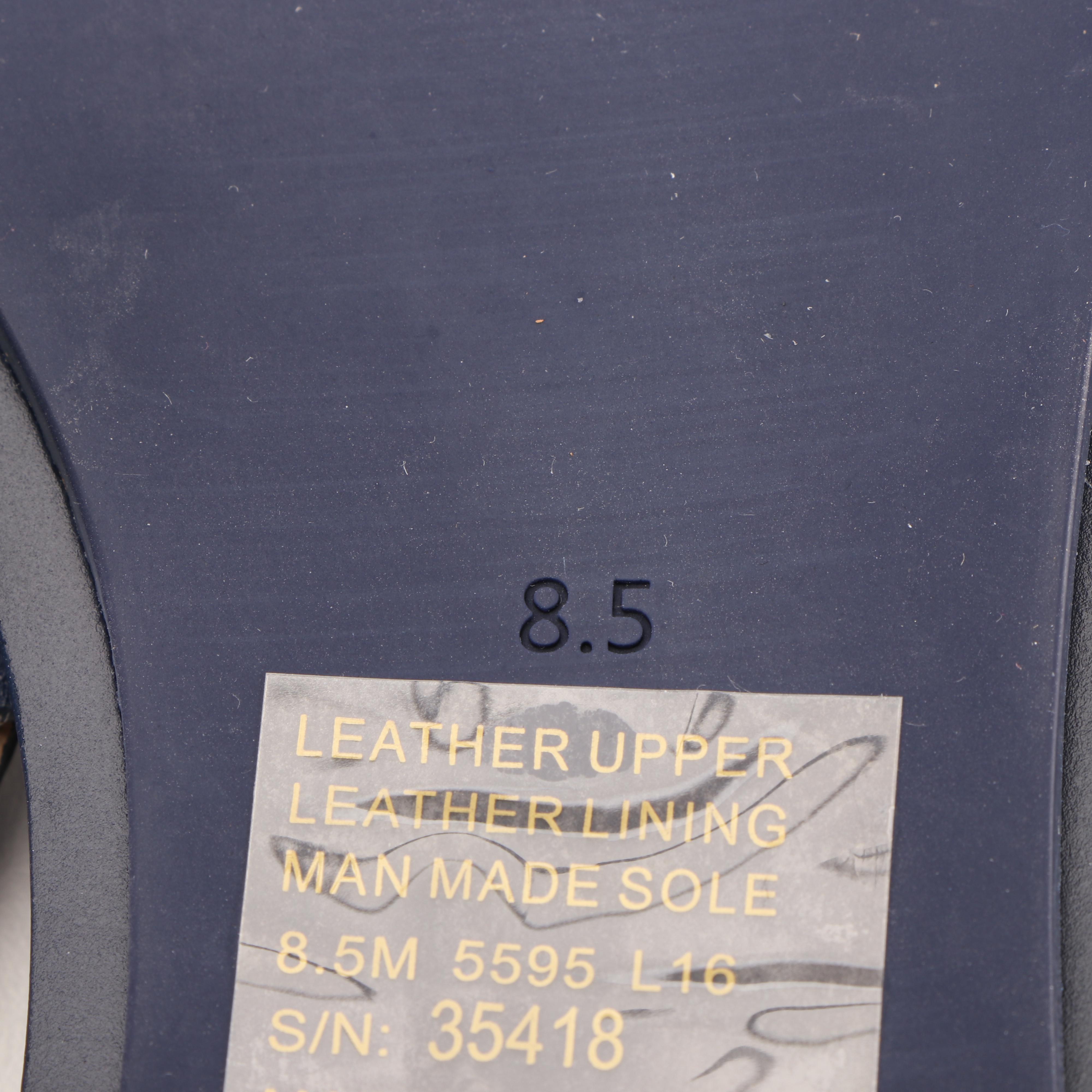 Tory Burch Navy Leather Logo Flip-Flops