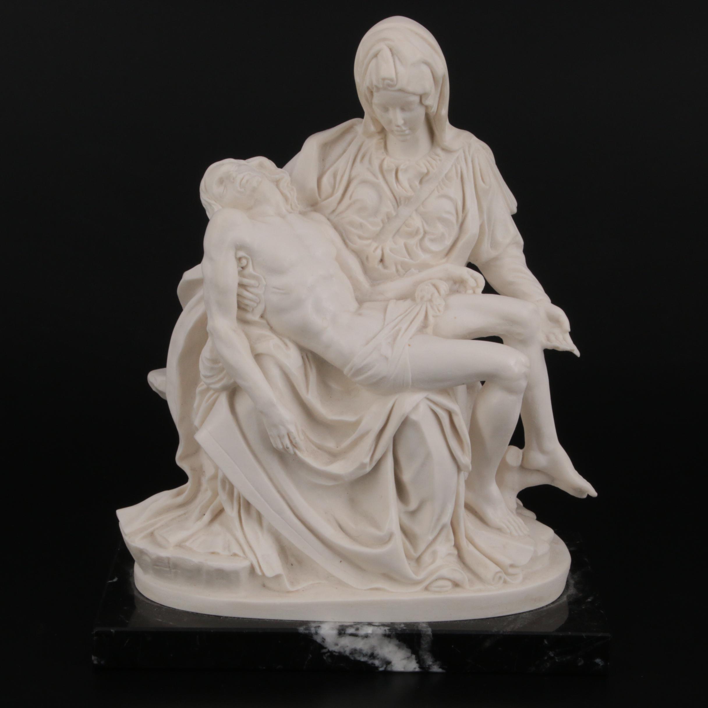 A. Santini Cast Resin on Marble Sculpture after Michelangelo "La Pietà"