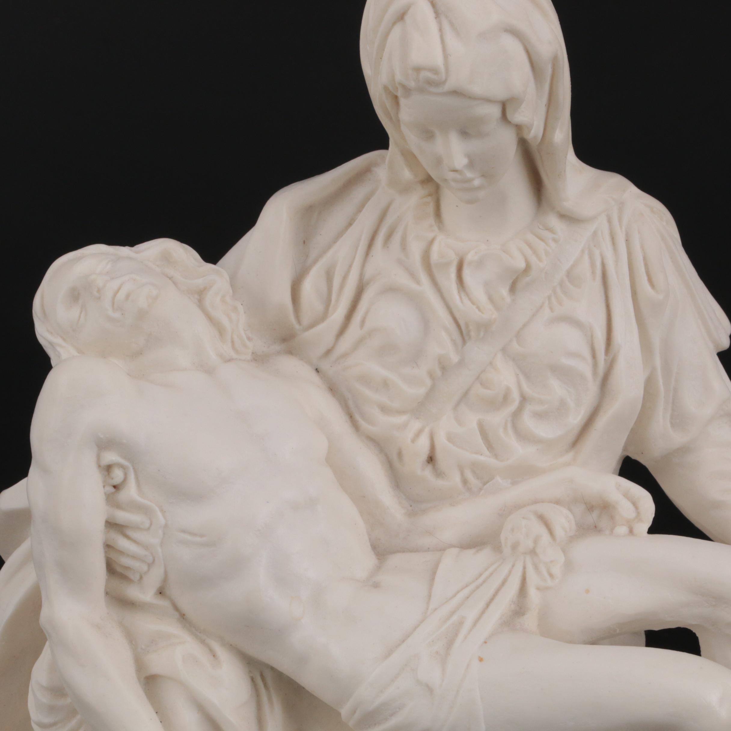 A. Santini Cast Resin on Marble Sculpture after Michelangelo "La Pietà"