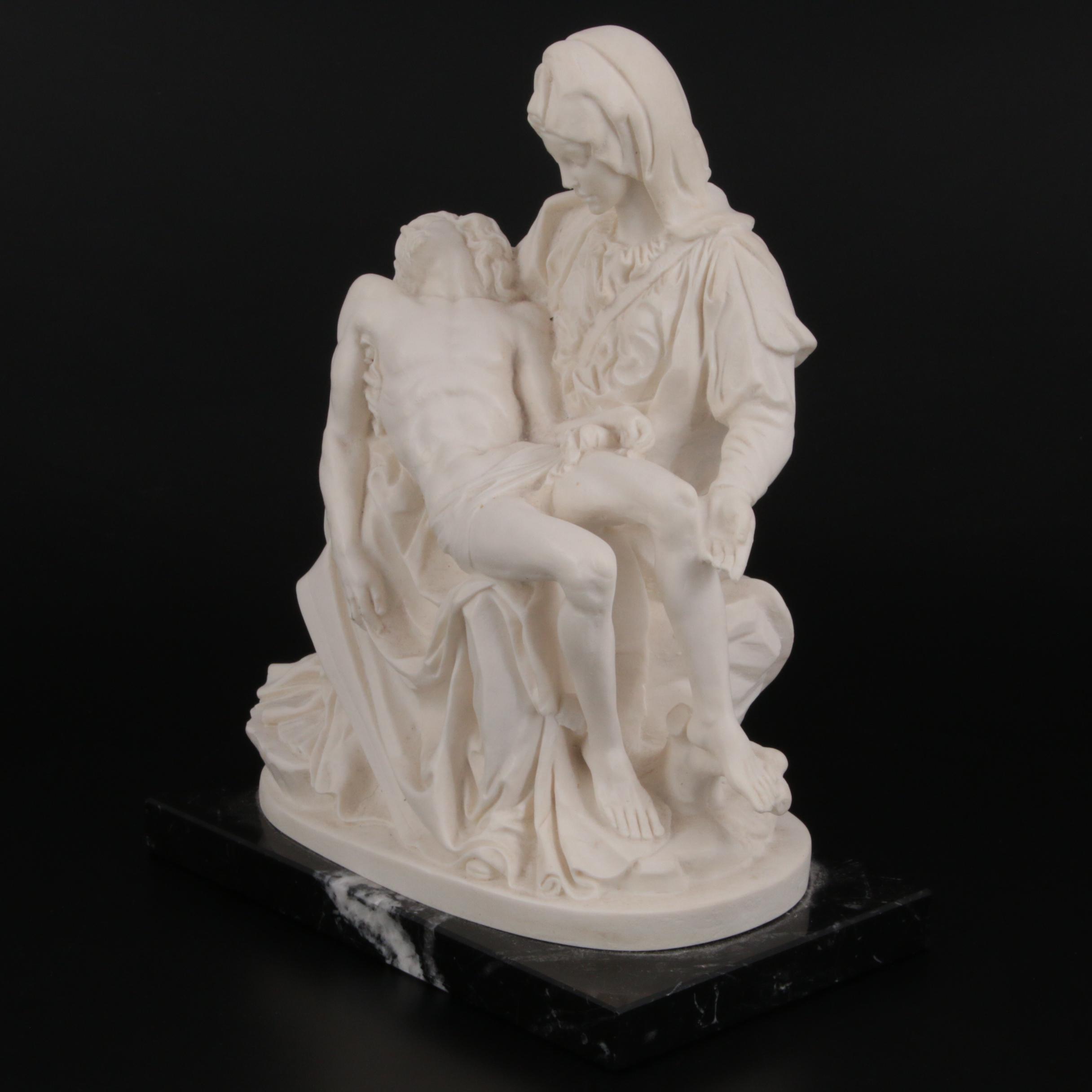 A. Santini Cast Resin on Marble Sculpture after Michelangelo "La Pietà"