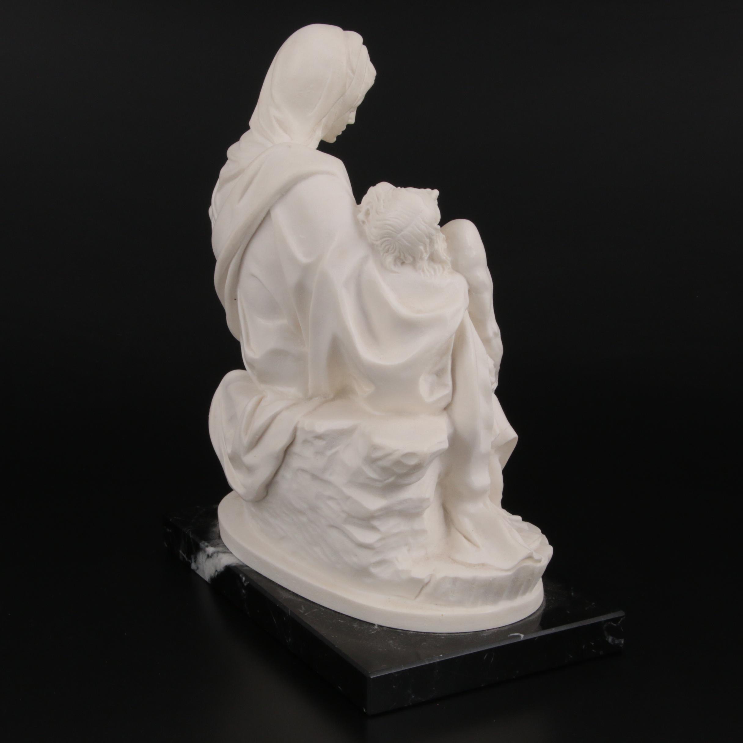A. Santini Cast Resin on Marble Sculpture after Michelangelo "La Pietà"