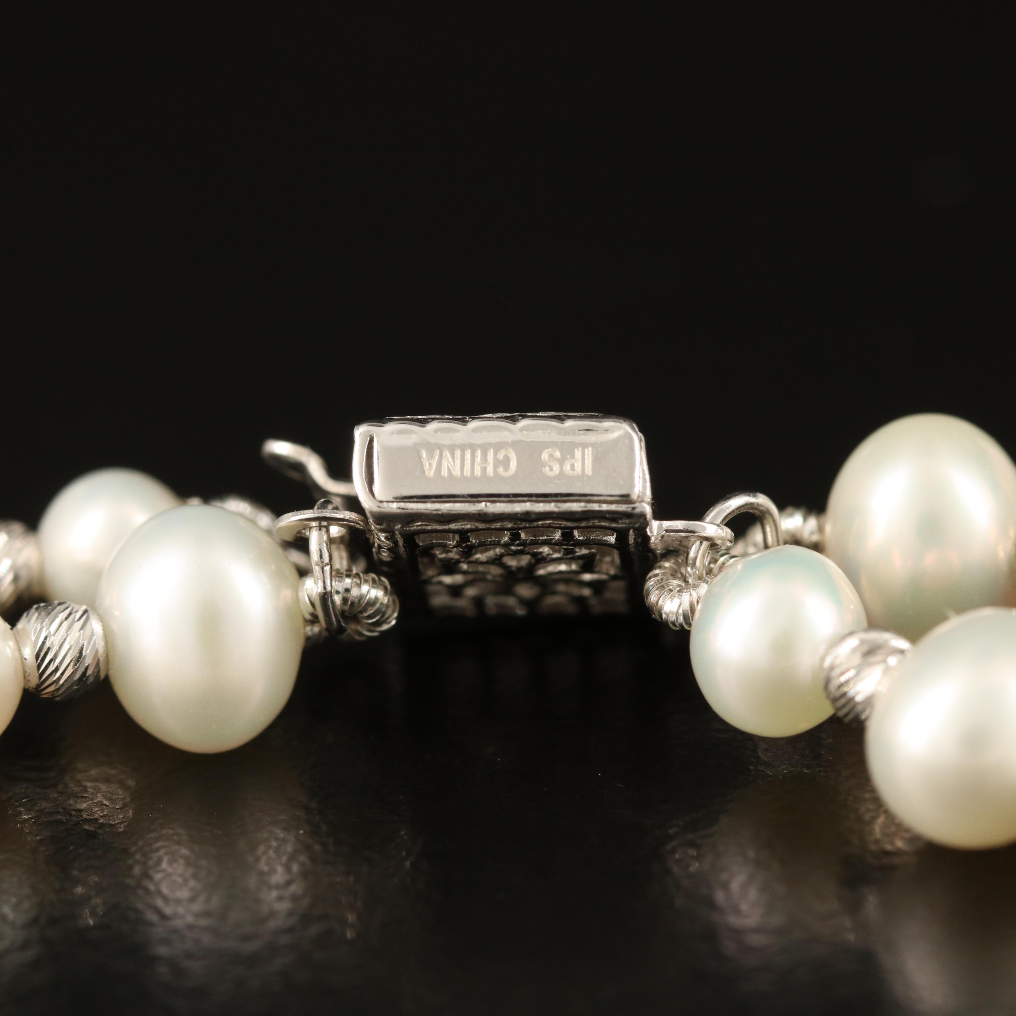 Sterling Pearl Double Strand Bracelet