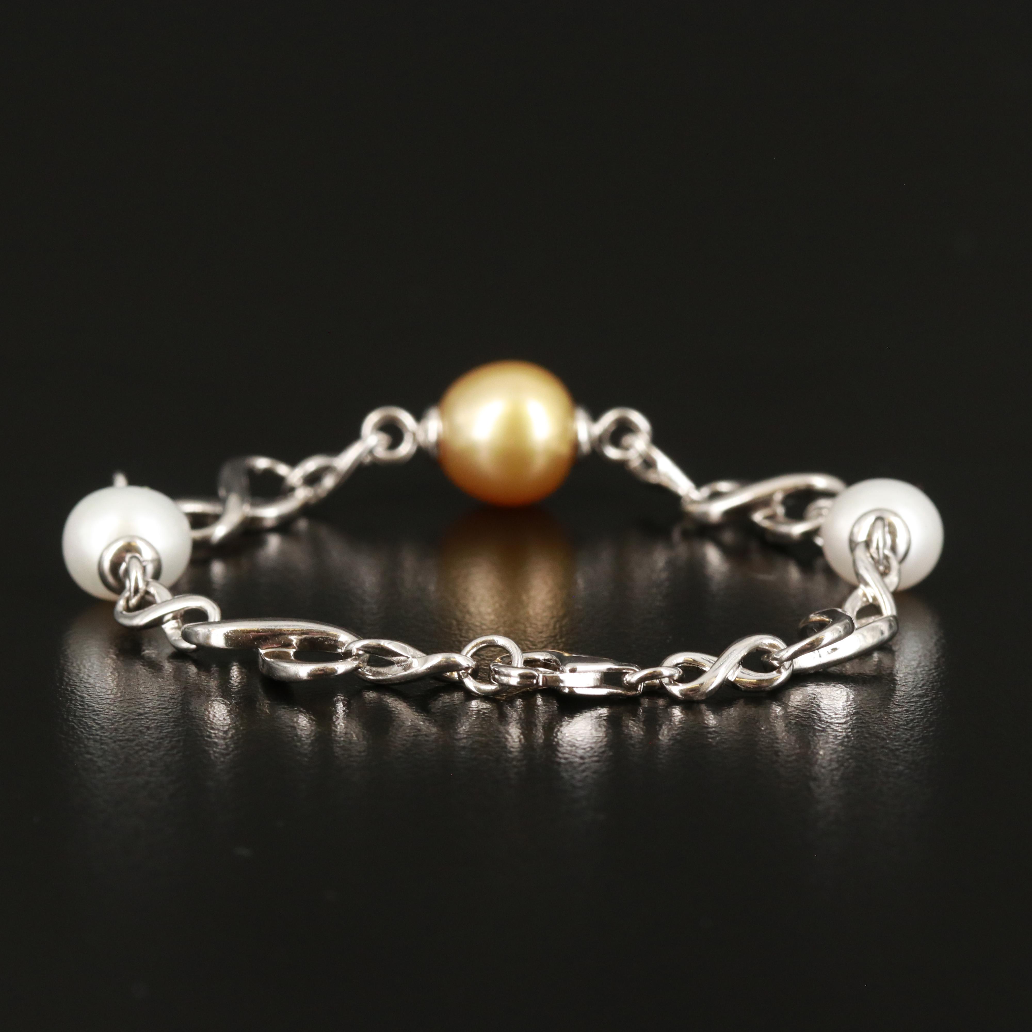 Sterling Pearl Station Bracelet
