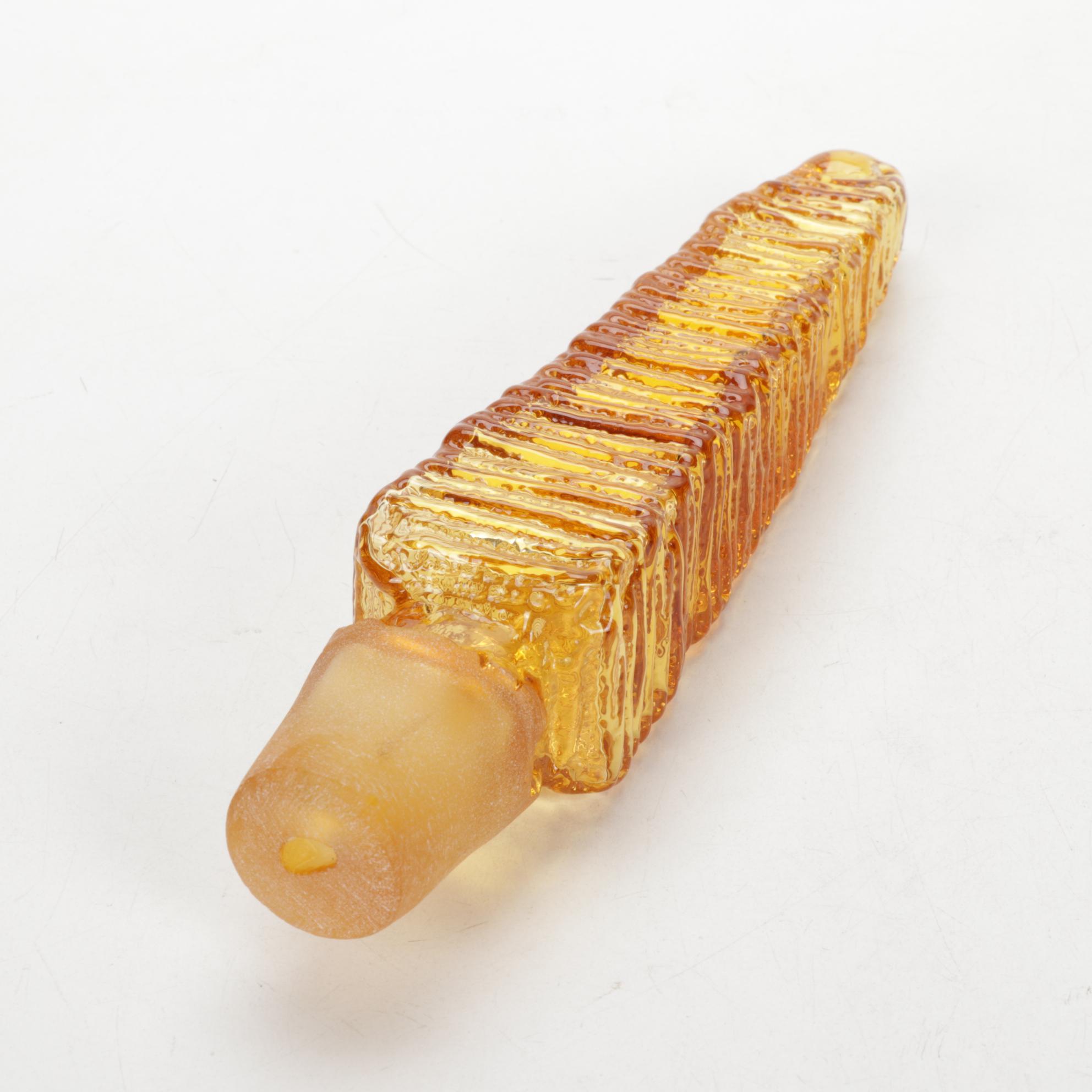 Wayne Husted Blenko Sun Face Amber Glass Decanter, 1960s