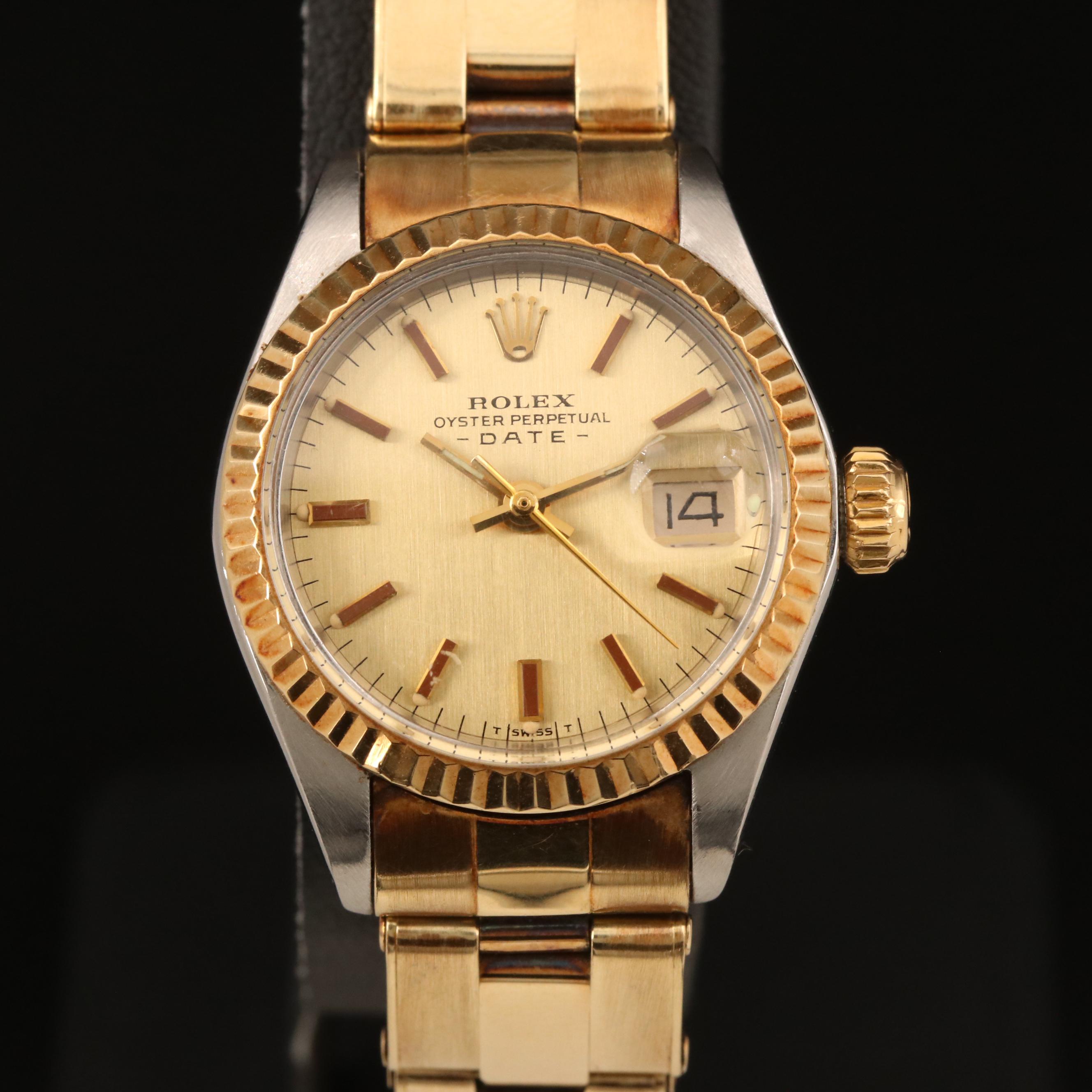 1972 Rolex Datejust Stainless Steel and 14K Watch