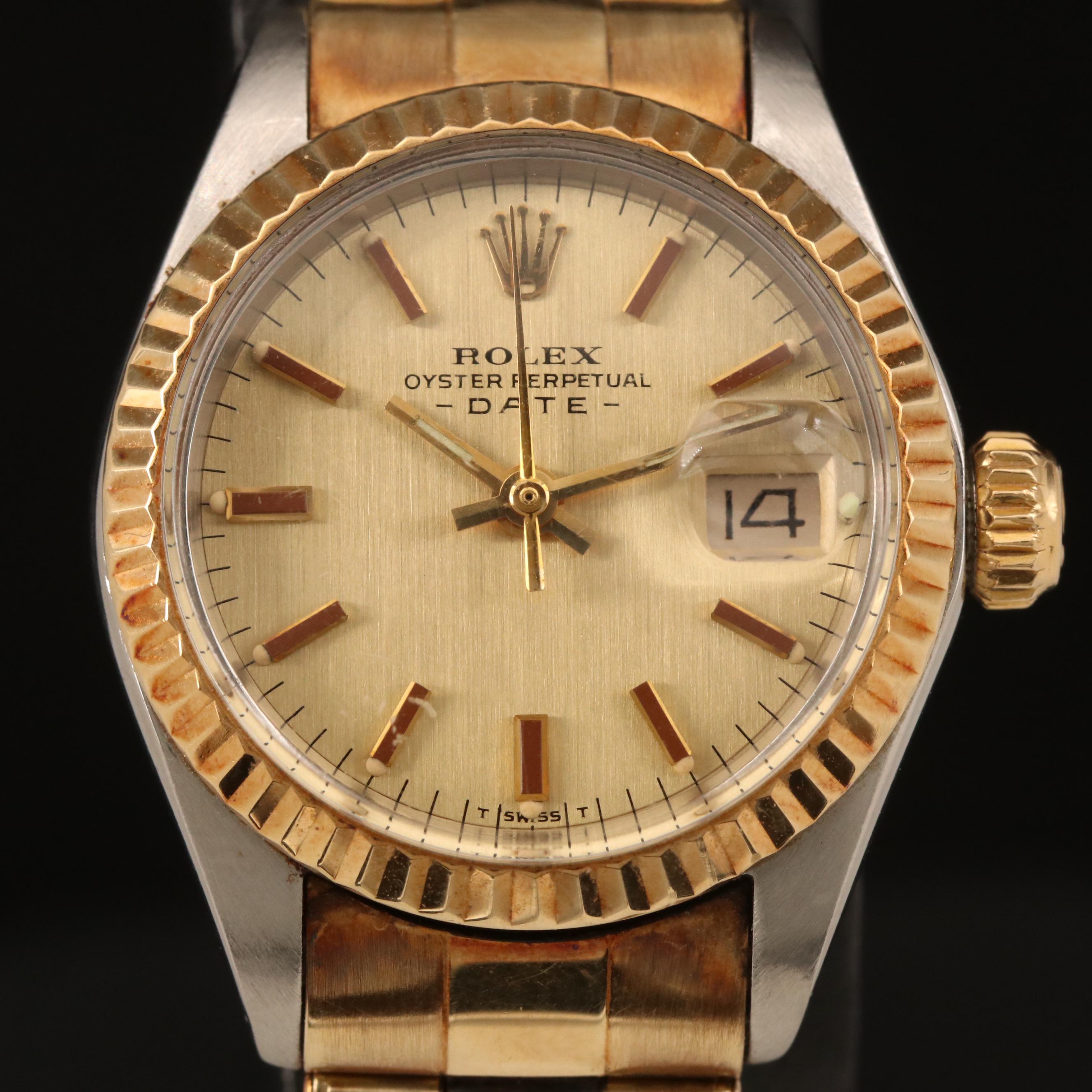 1972 Rolex Datejust Stainless Steel and 14K Watch
