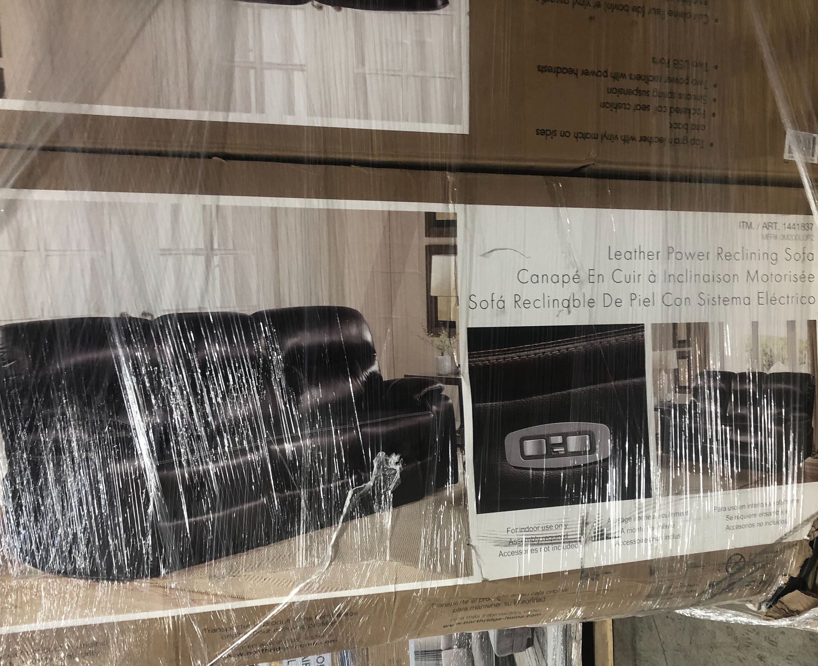 Northridge Home "Fallon" Leather Power Reclining Sofa with Power Headrests