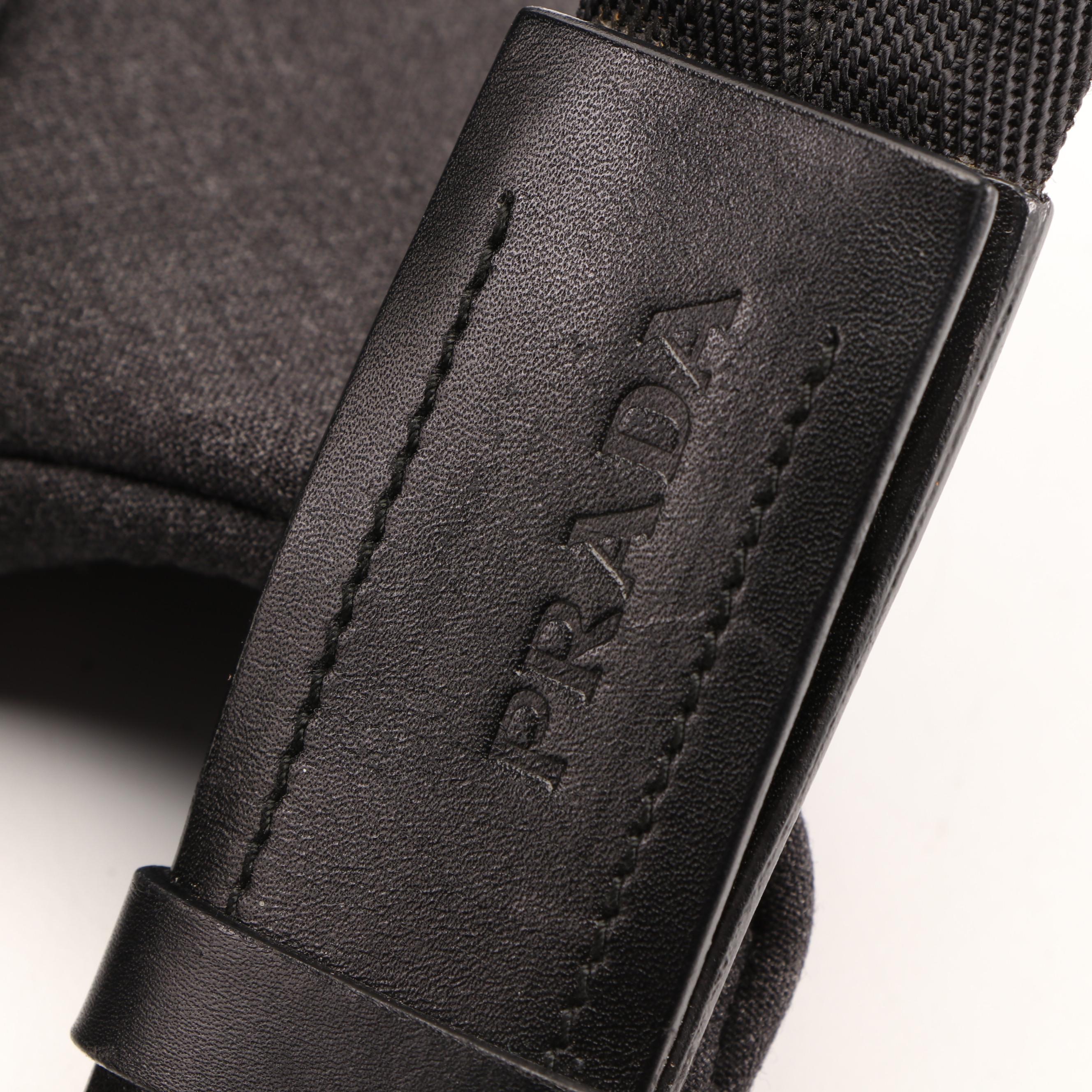 Prada Shoulder Bag in Grey Woven Textile with Black Leather Trim