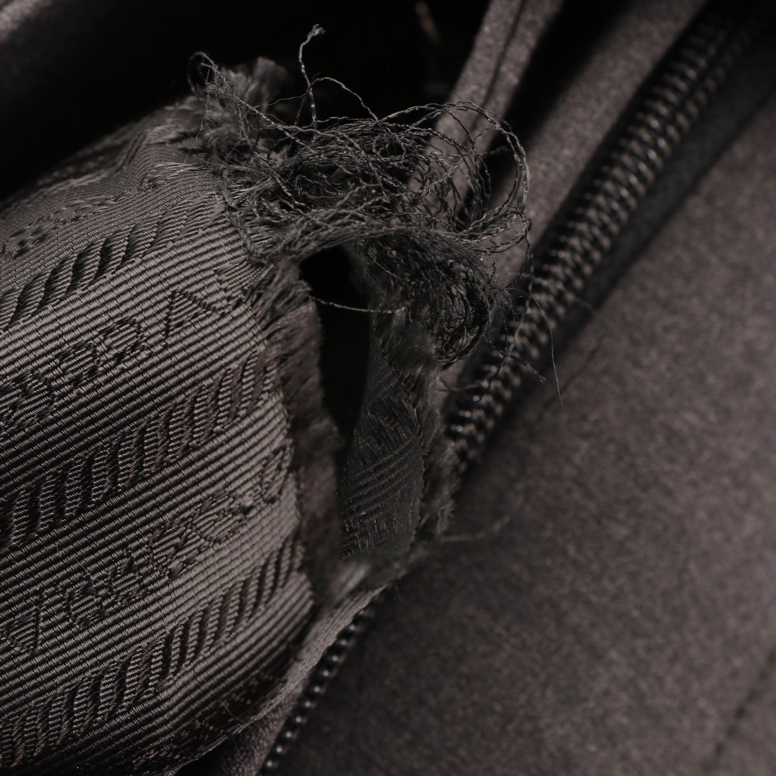 Prada Shoulder Bag in Grey Woven Textile with Black Leather Trim