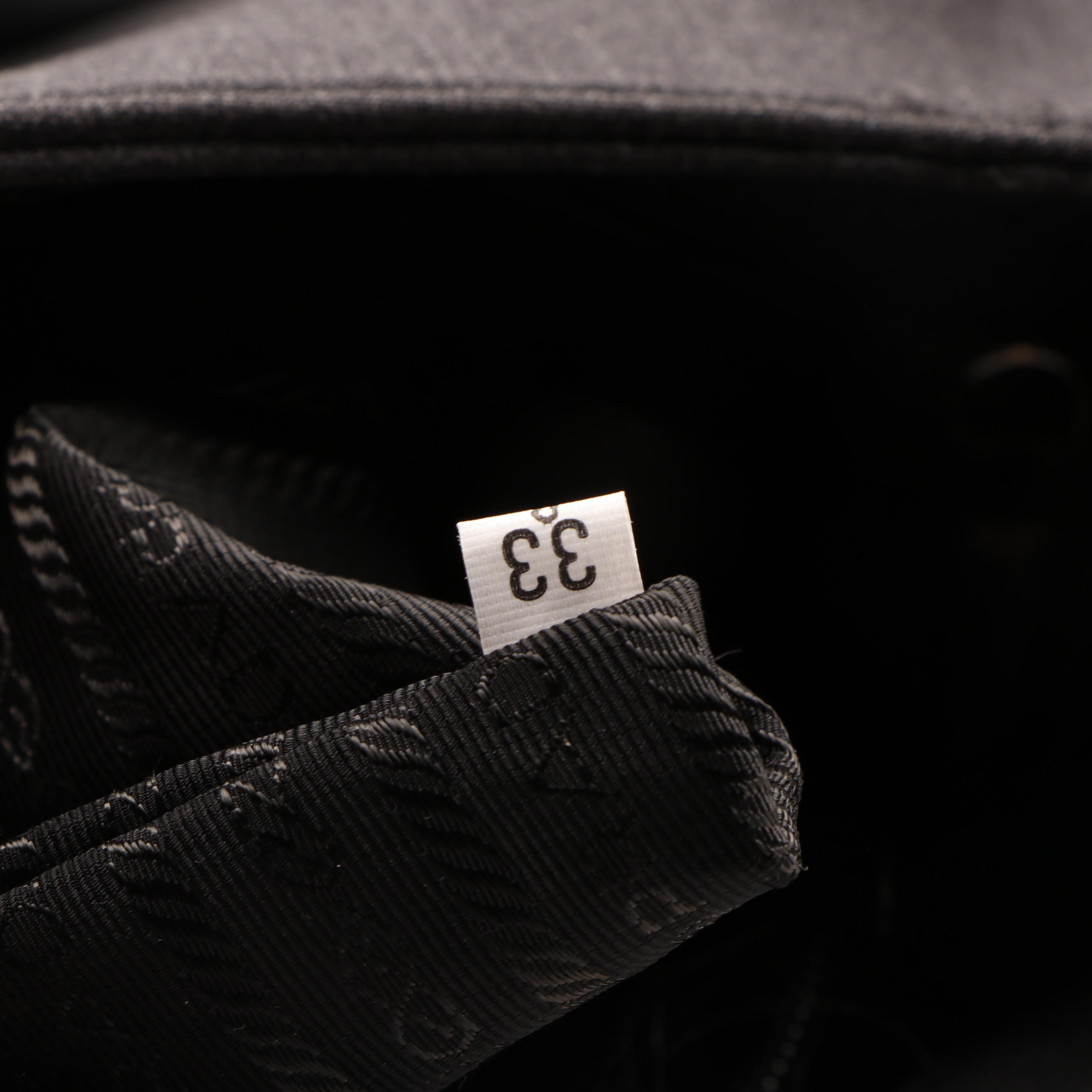 Prada Shoulder Bag in Grey Woven Textile with Black Leather Trim