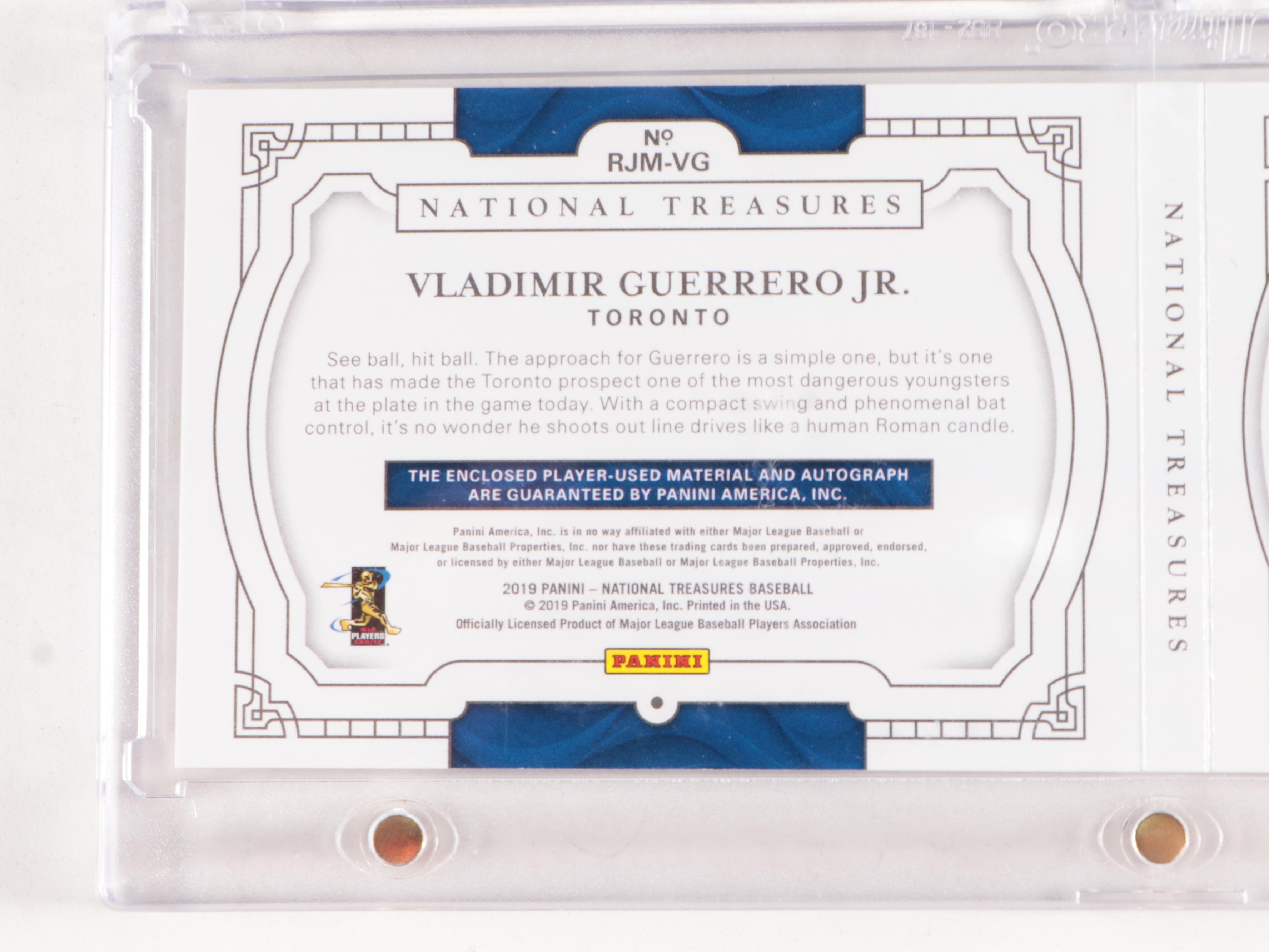 2019 Vladimir Guerrero Jr. National Treasures 64/99 Rookie Auto & Jersey Card