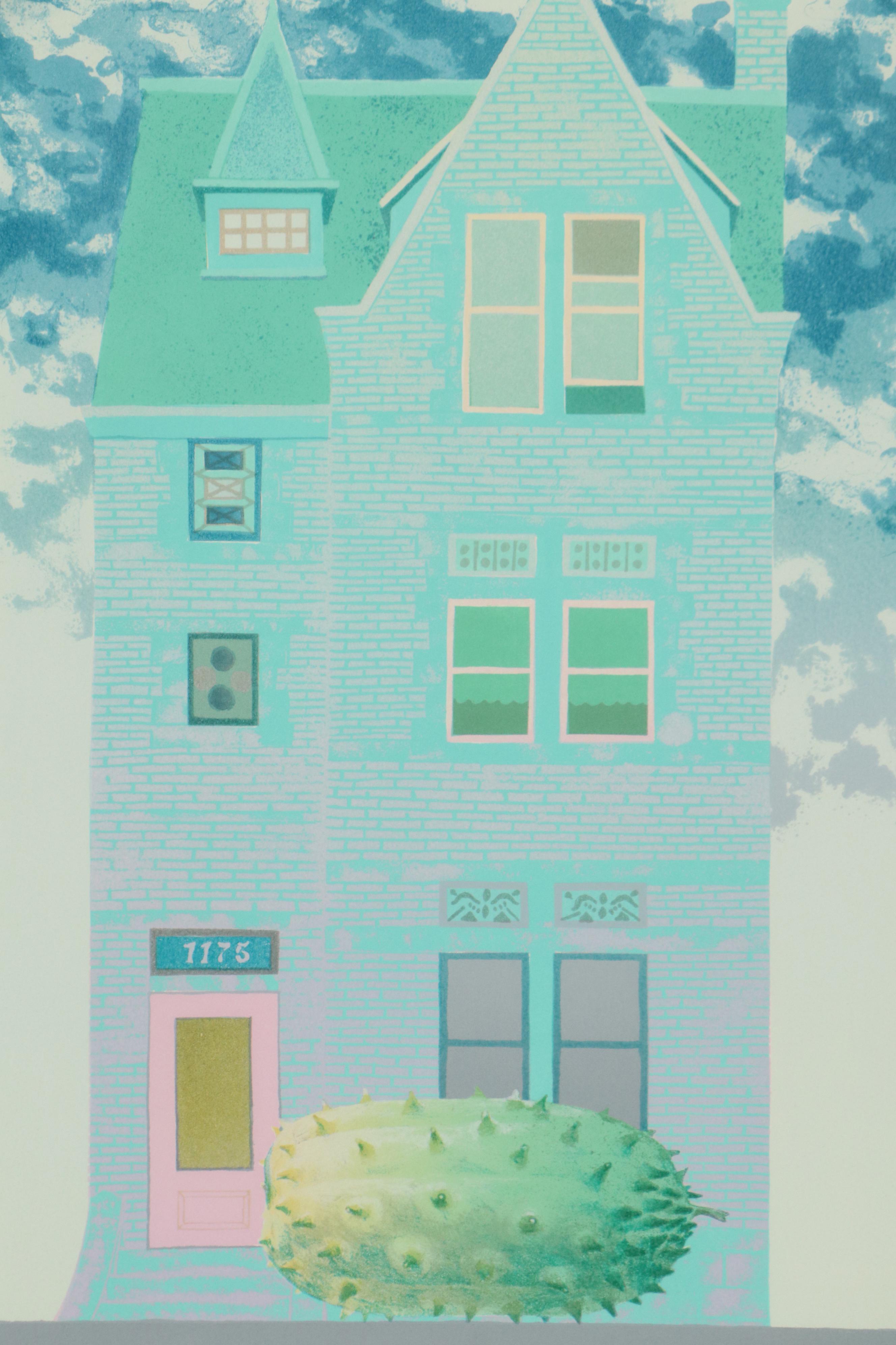 Shunji Sakuyama Lithograph "Historic Park Slope Series (Prickly Fruit)," 1986