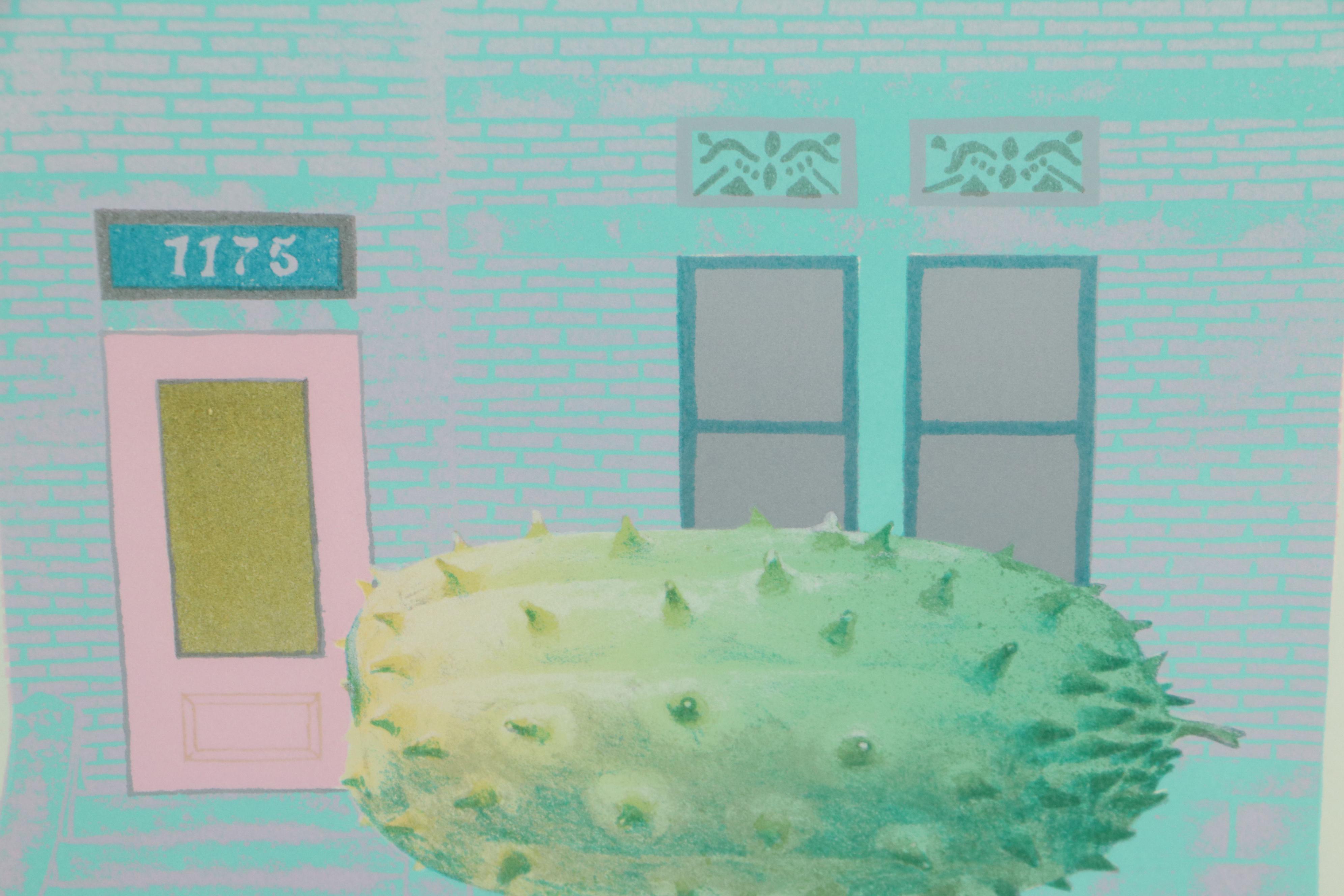 Shunji Sakuyama Lithograph "Historic Park Slope Series (Prickly Fruit)," 1986