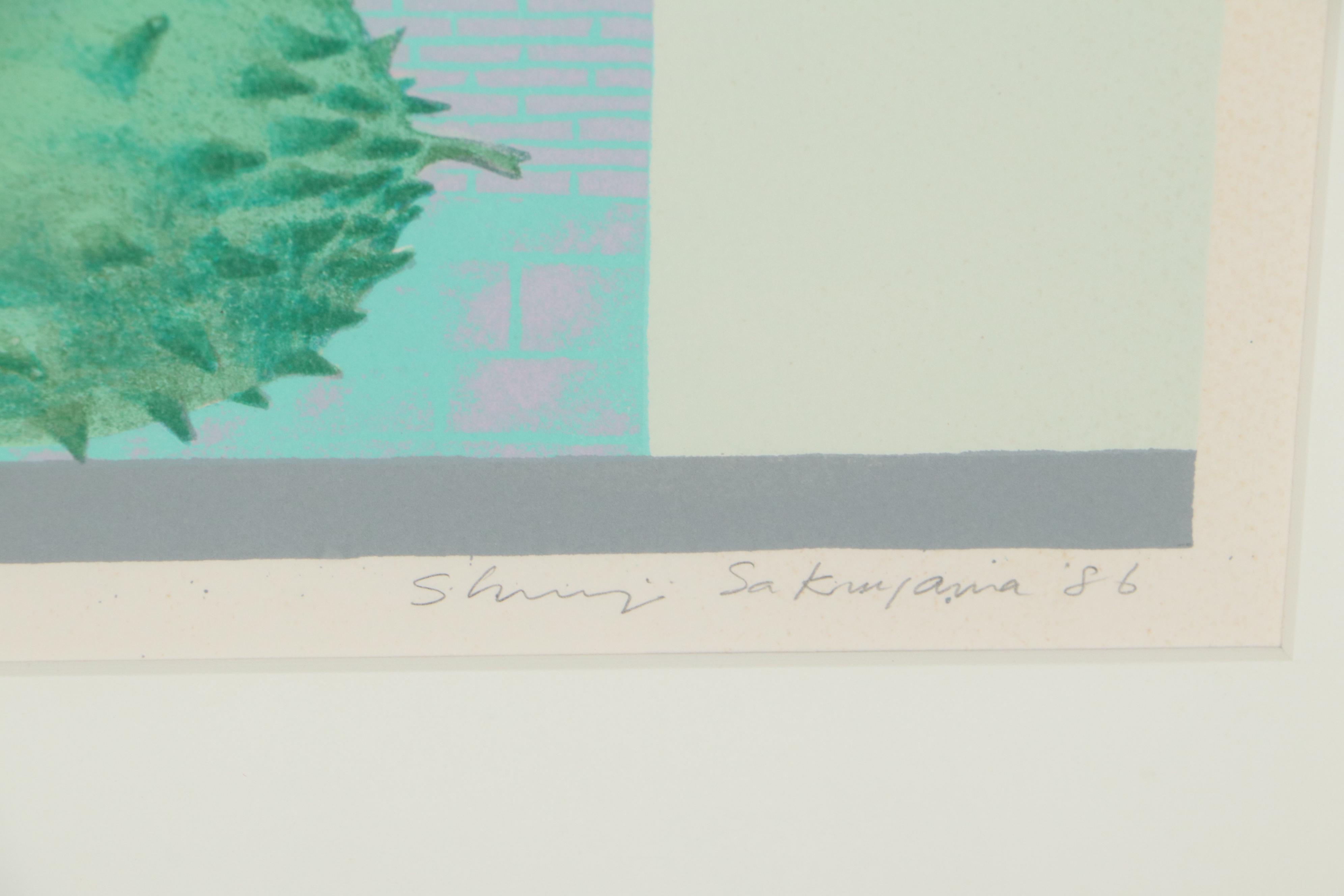 Shunji Sakuyama Lithograph "Historic Park Slope Series (Prickly Fruit)," 1986