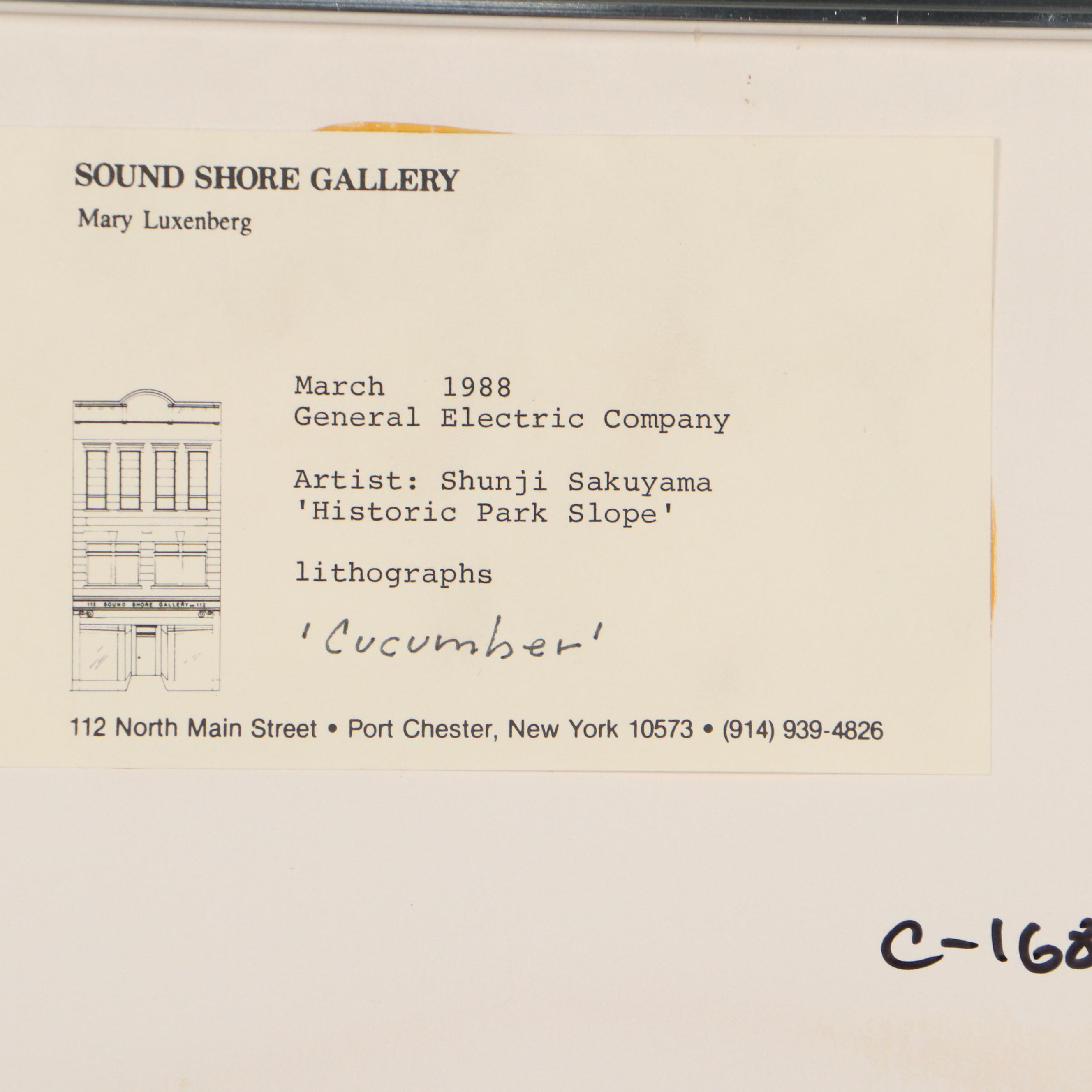 Shunji Sakuyama Lithograph "Historic Park Slope Series (Prickly Fruit)," 1986