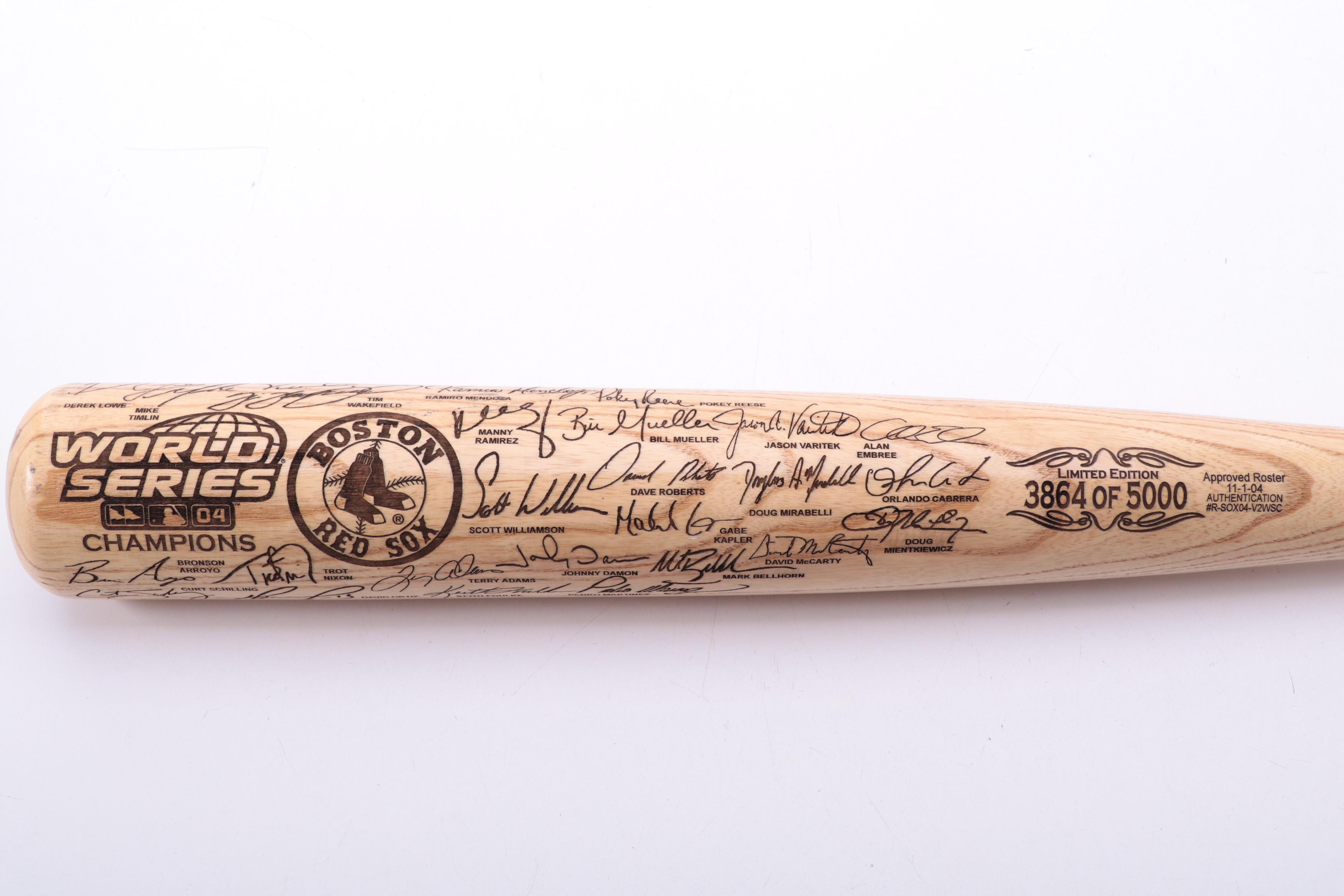 Boston Red Sox 2004 World Series Commemorative Bats and Baseball