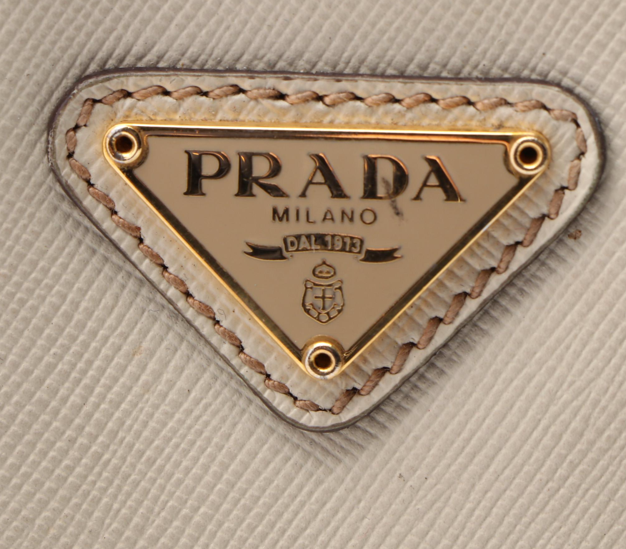 Prada Top Handle Saffiano Leather Bag with Padlock and Keys