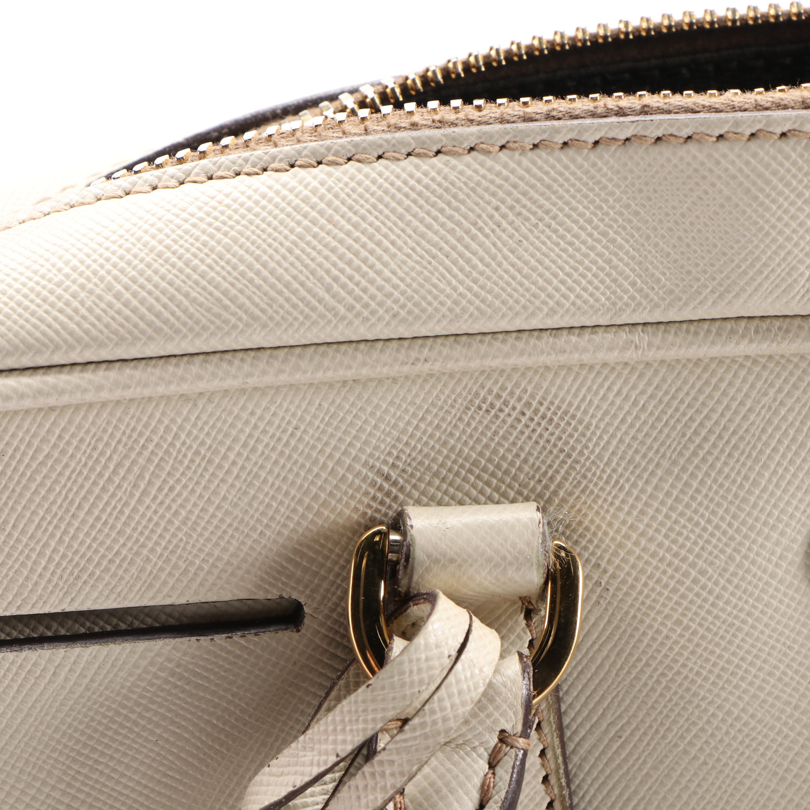 Prada Top Handle Saffiano Leather Bag with Padlock and Keys