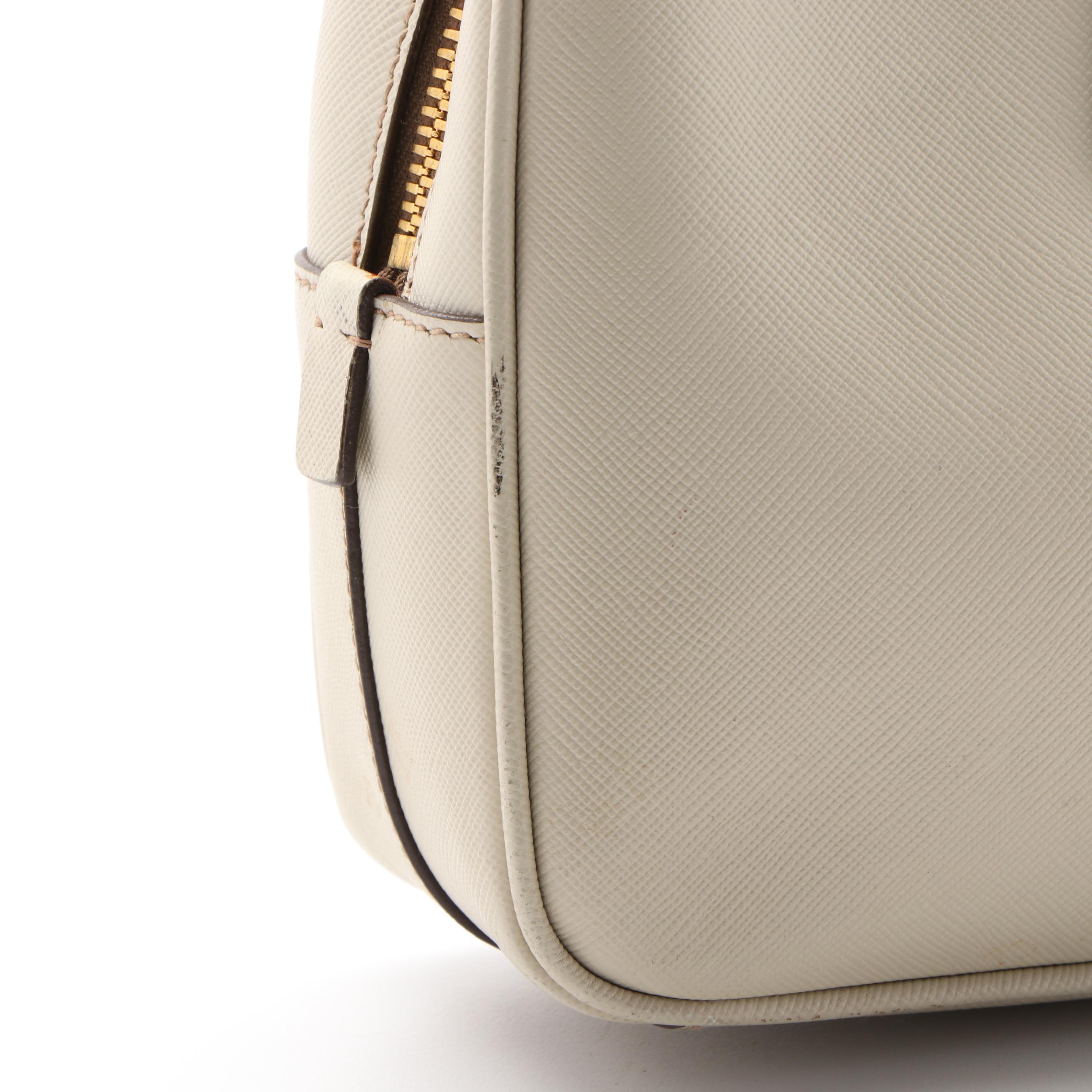 Prada Top Handle Saffiano Leather Bag with Padlock and Keys