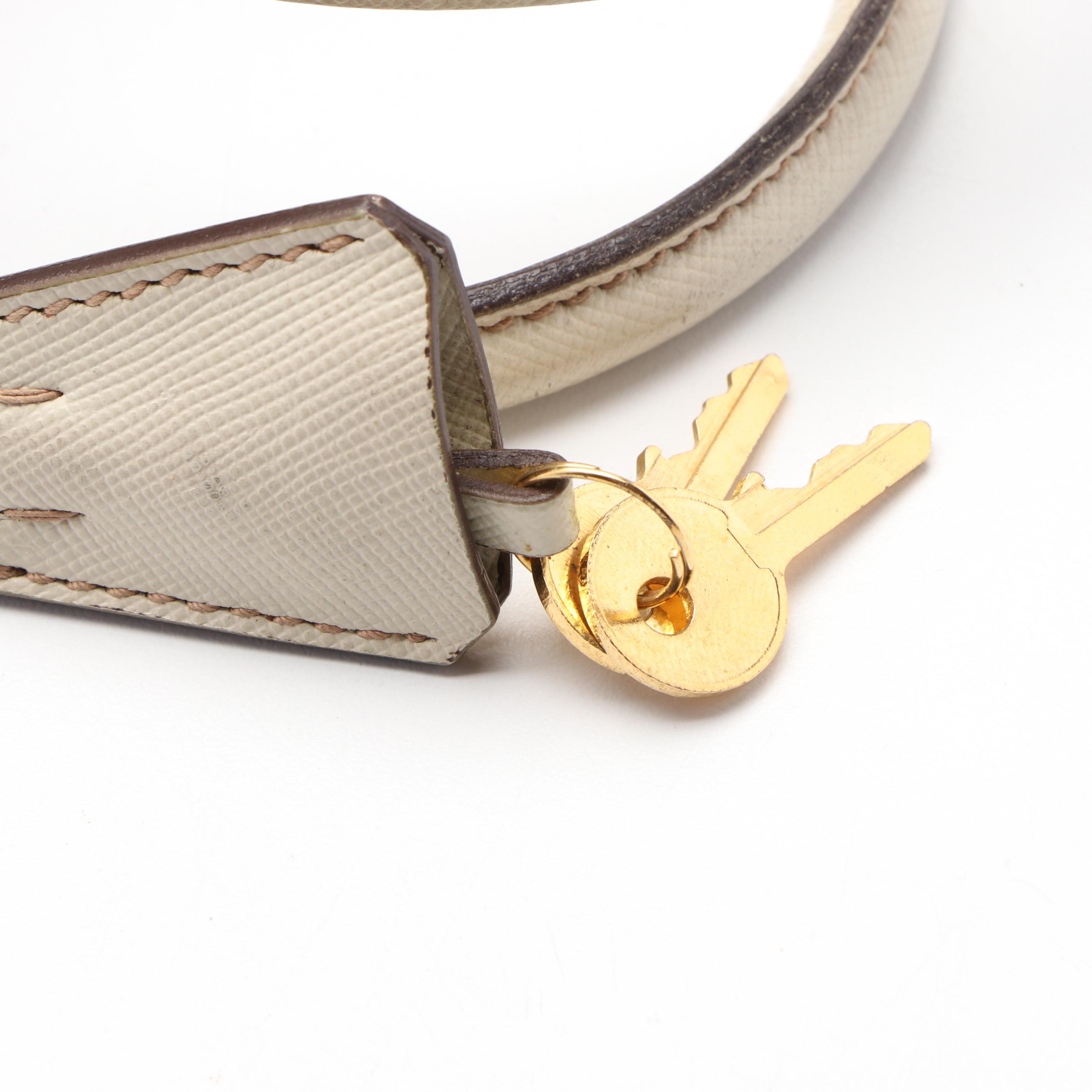 Prada Top Handle Saffiano Leather Bag with Padlock and Keys