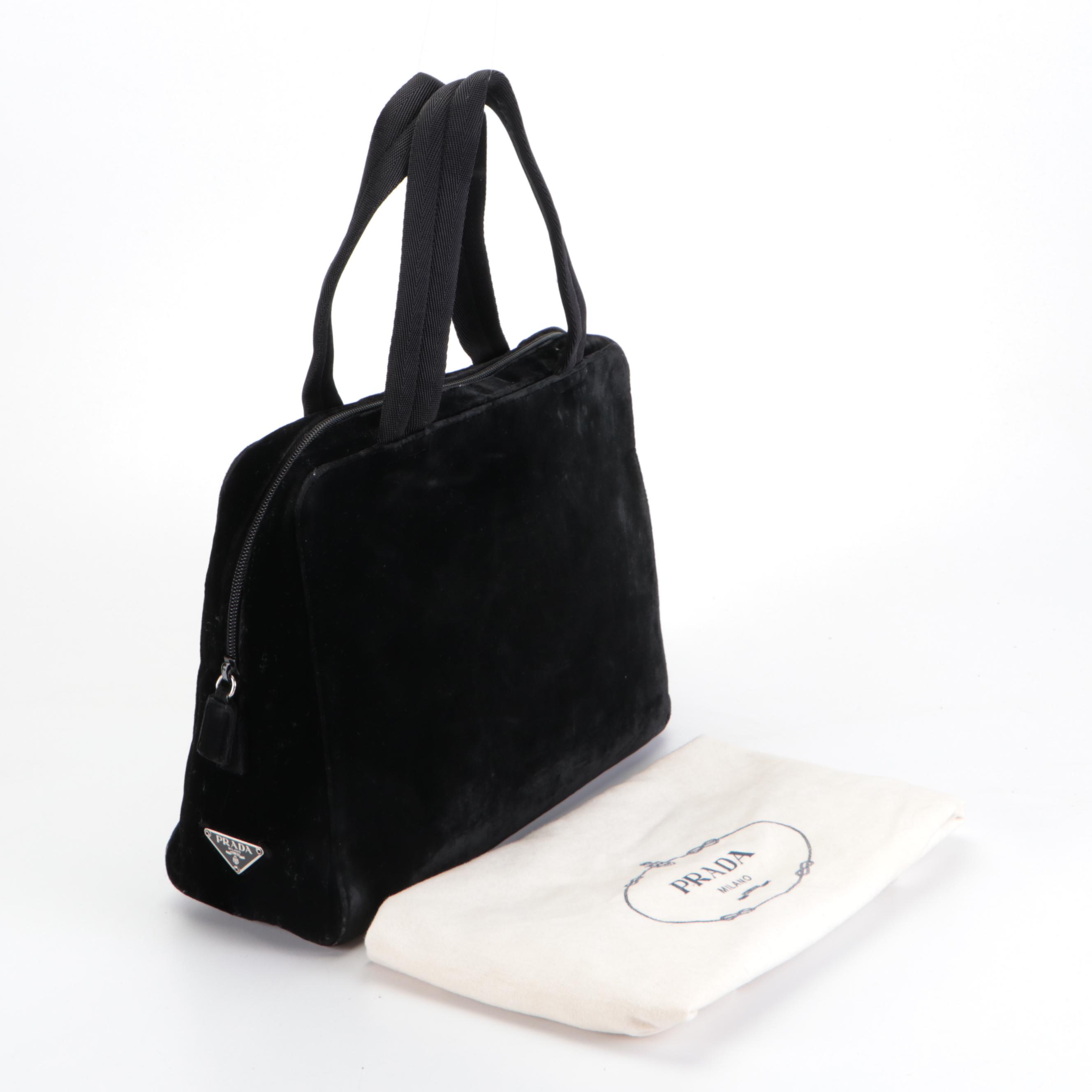 Prada Handbag in Black Velvet
