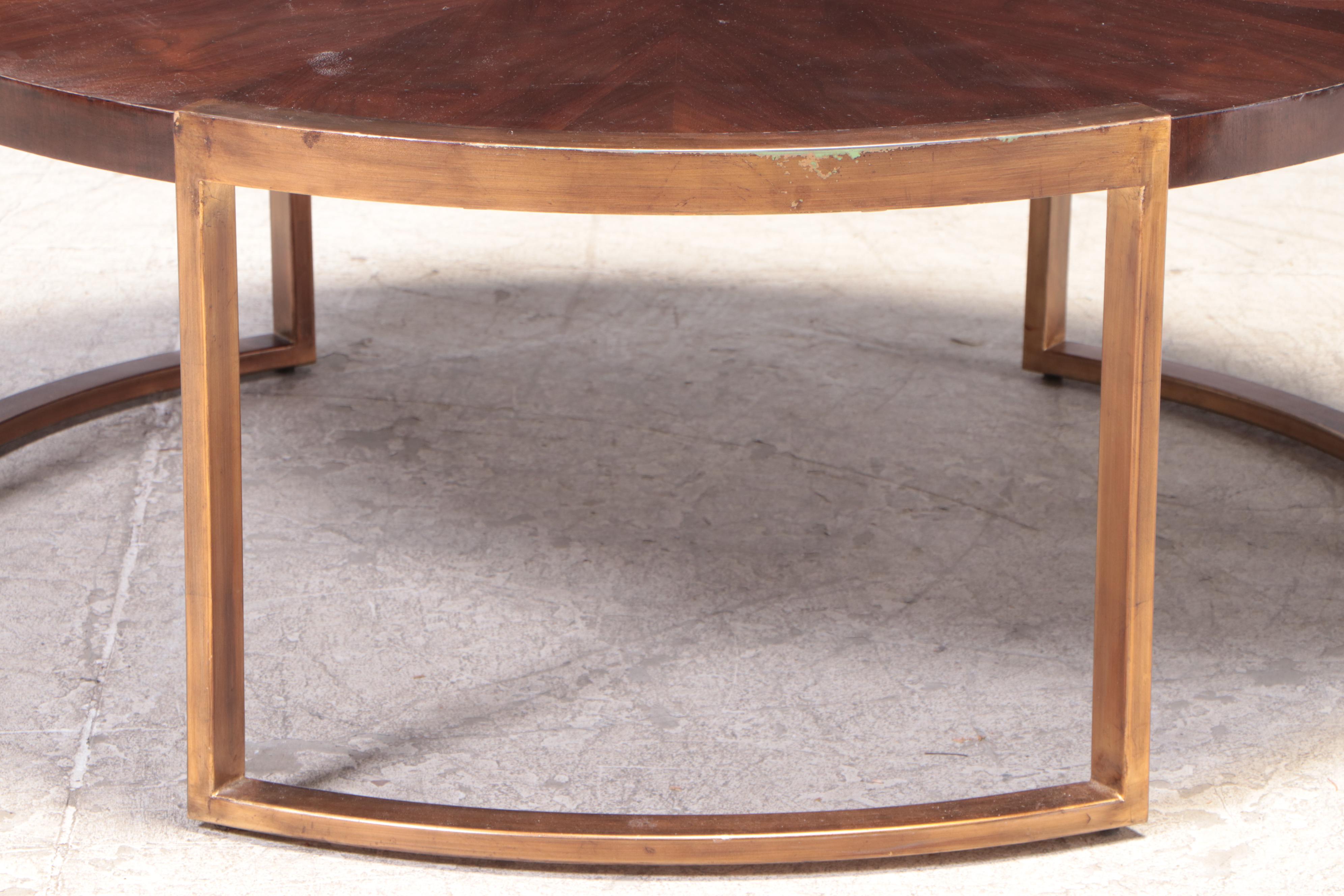 Stanley Furniture Company "Autry" Walnut-Veneered and Gilt Metal Coffee Table