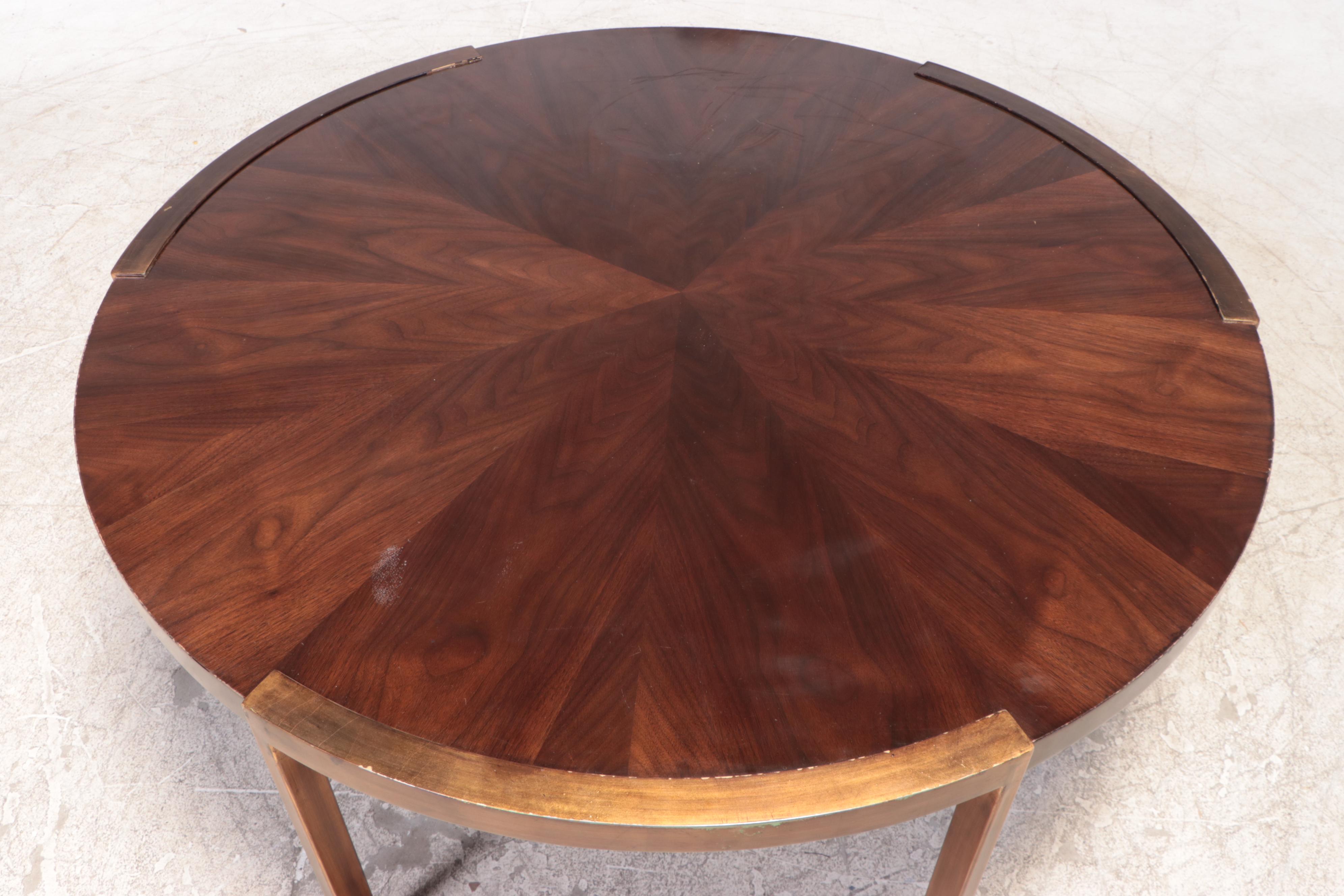 Stanley Furniture Company "Autry" Walnut-Veneered and Gilt Metal Coffee Table