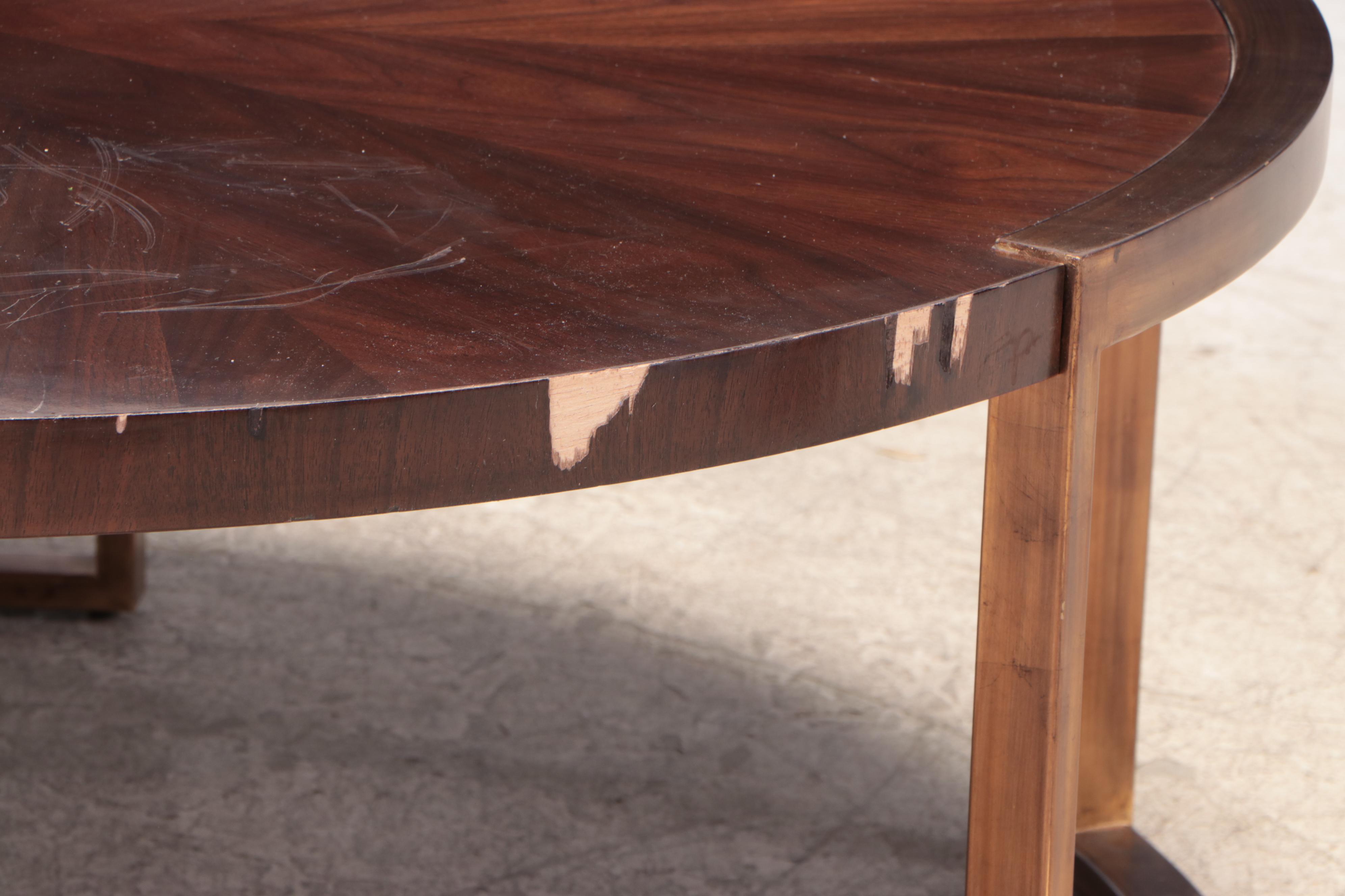 Stanley Furniture Company "Autry" Walnut-Veneered and Gilt Metal Coffee Table