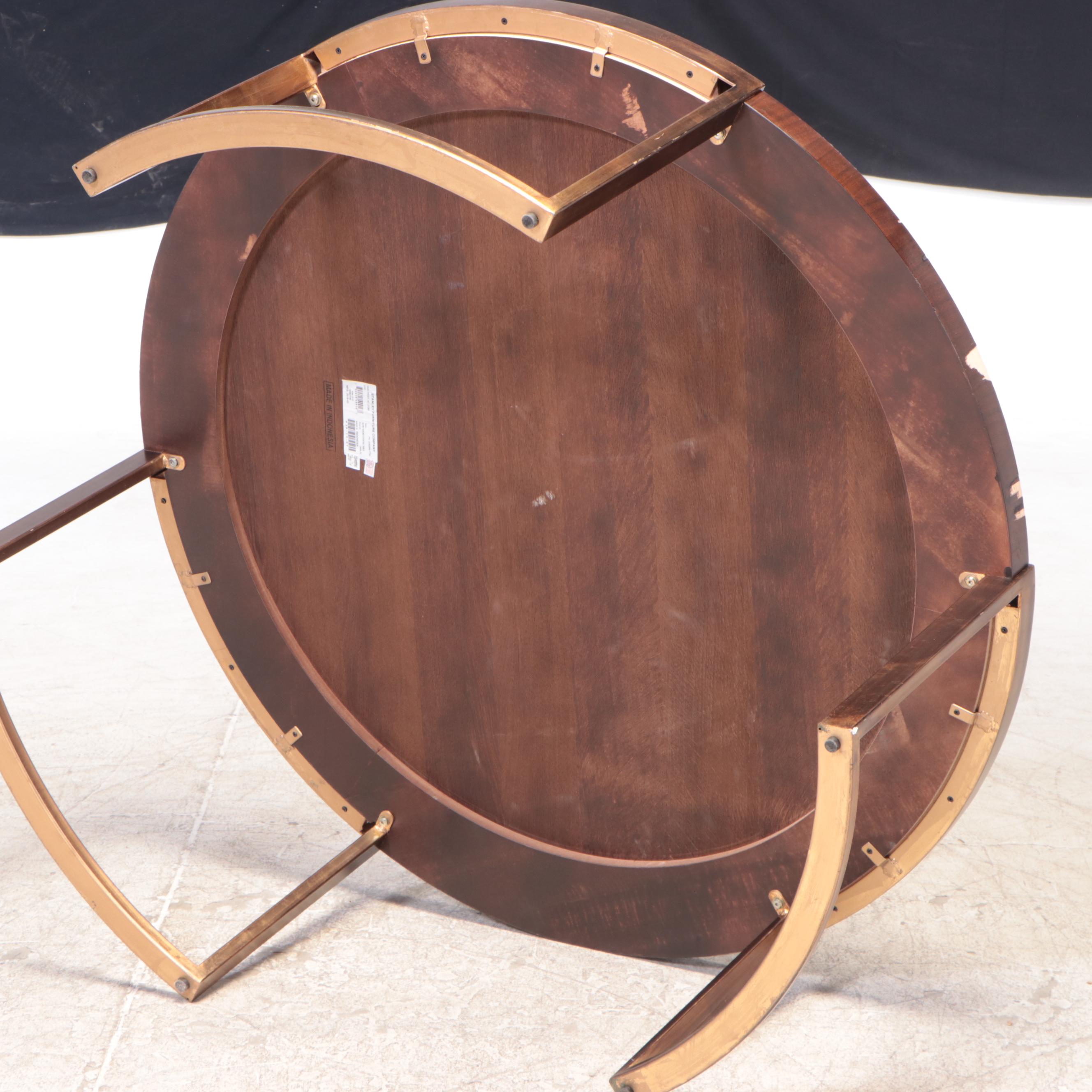 Stanley Furniture Company "Autry" Walnut-Veneered and Gilt Metal Coffee Table