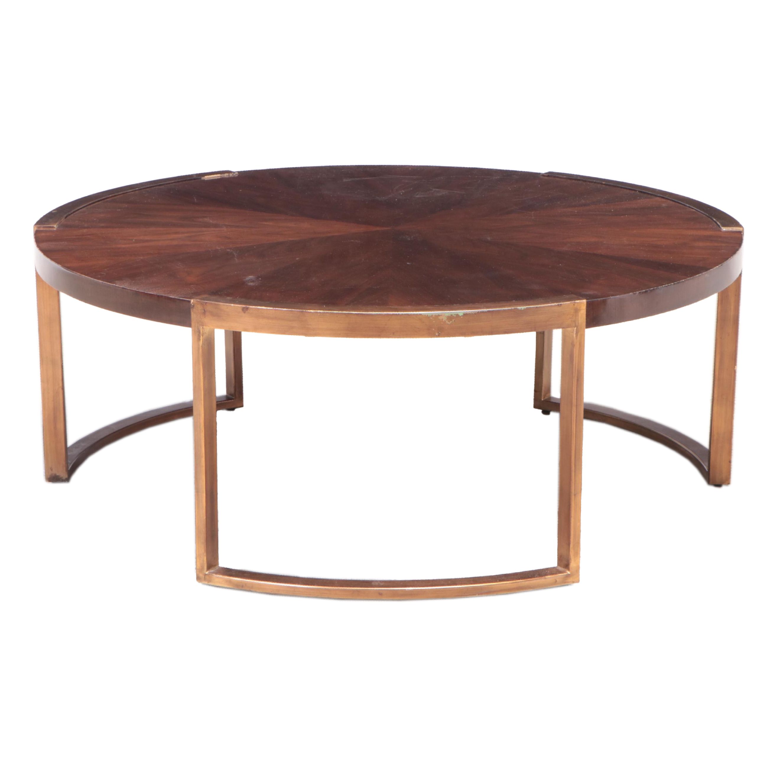 Stanley Furniture Company "Autry" Walnut-Veneered and Gilt Metal Coffee Table