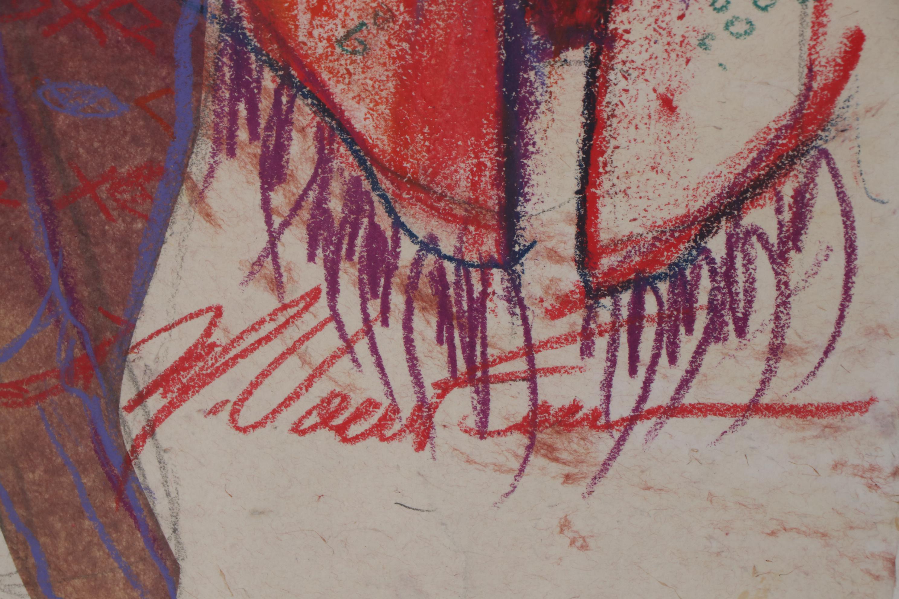 Margaret Voelker-Ferrier Mixed Media Drawing of Fashion Illustration, 1987