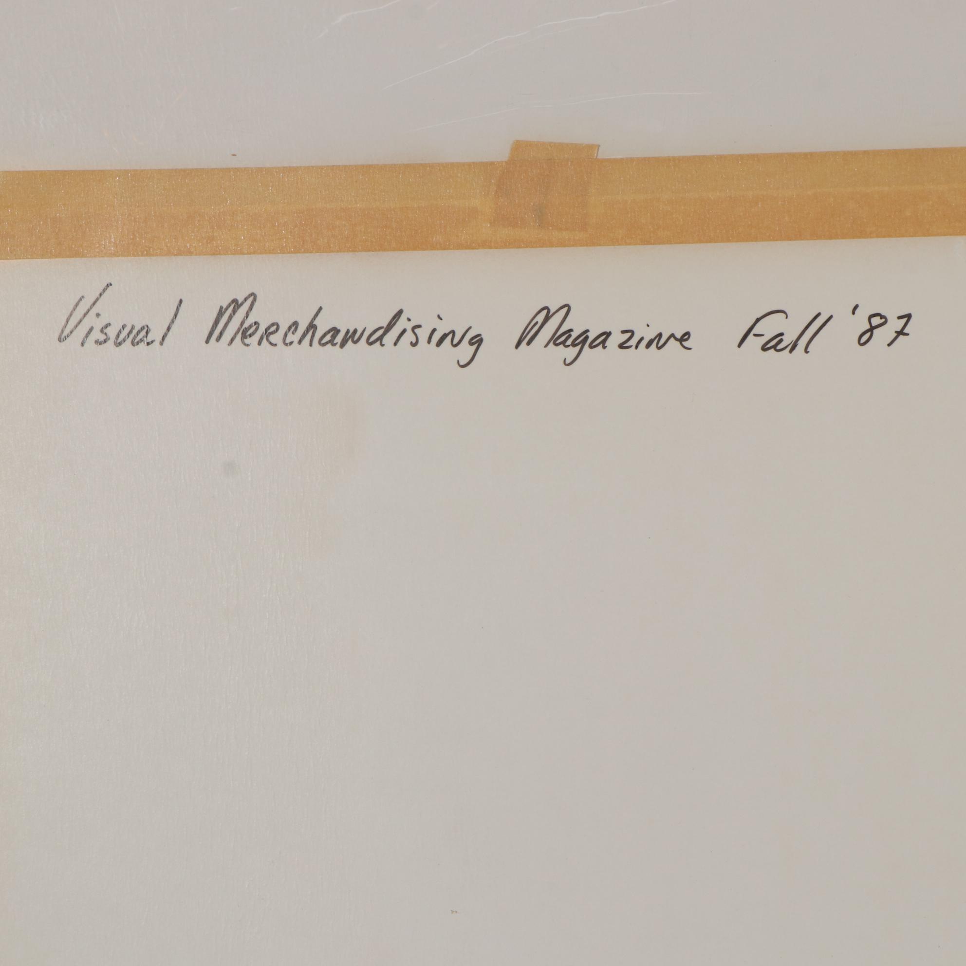 Margaret Voelker-Ferrier Mixed Media Drawing of Fashion Illustration, 1987