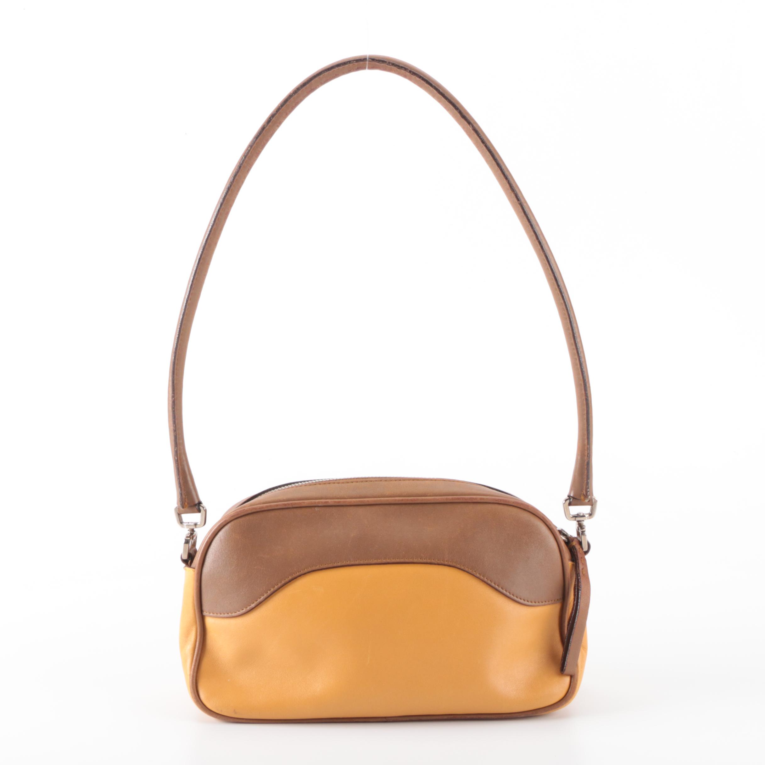 Prada Shoulder Bag in Bicolor Brown/Butterscotch Vitello Leather
