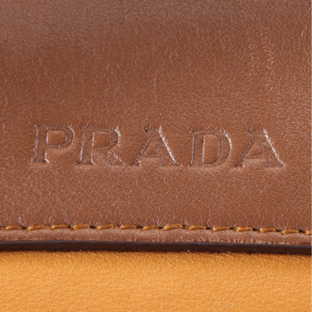 Prada Shoulder Bag in Bicolor Brown/Butterscotch Vitello Leather
