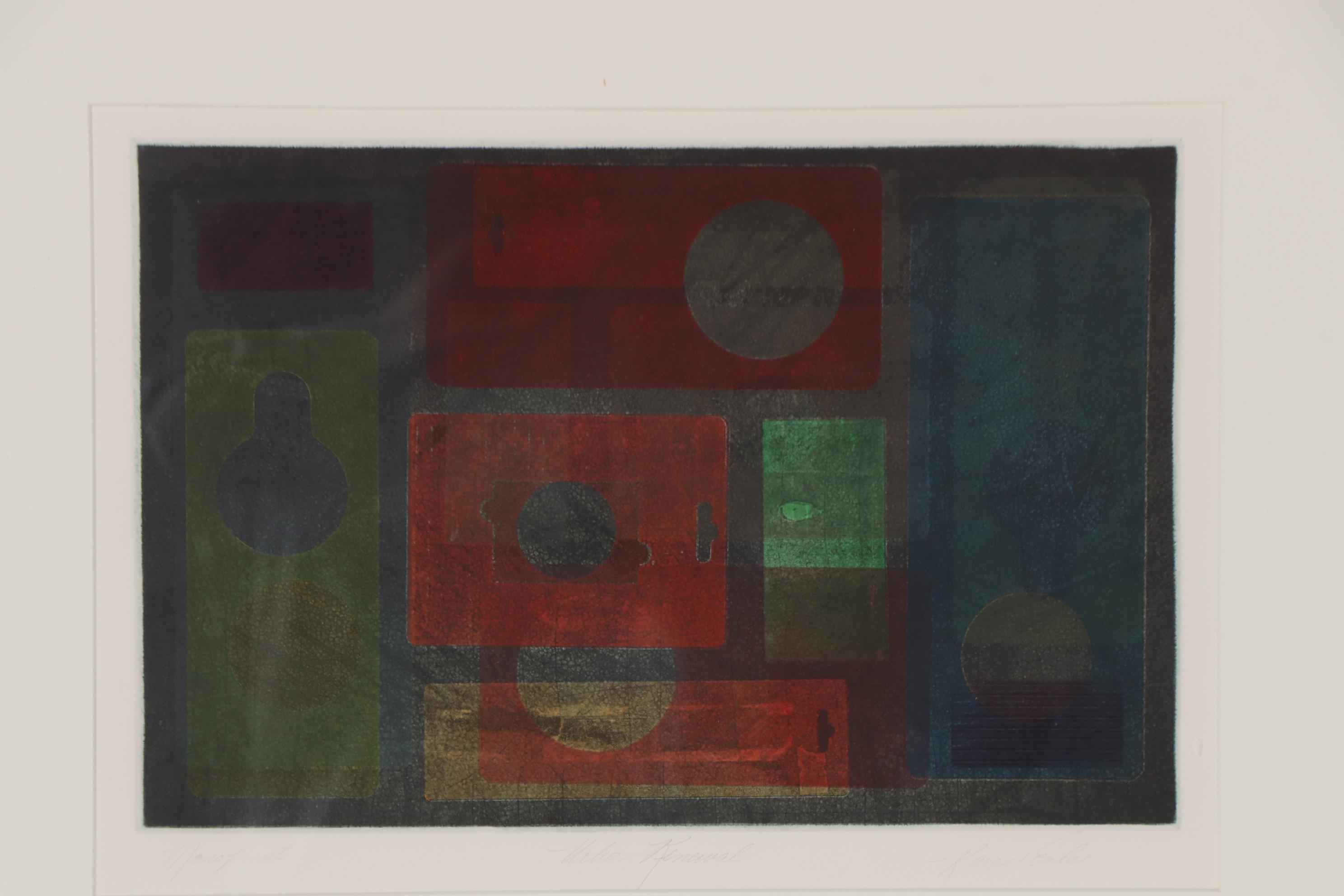 Karen Erla Intaglio Monoprint "Urban Renewal," Circa 1986