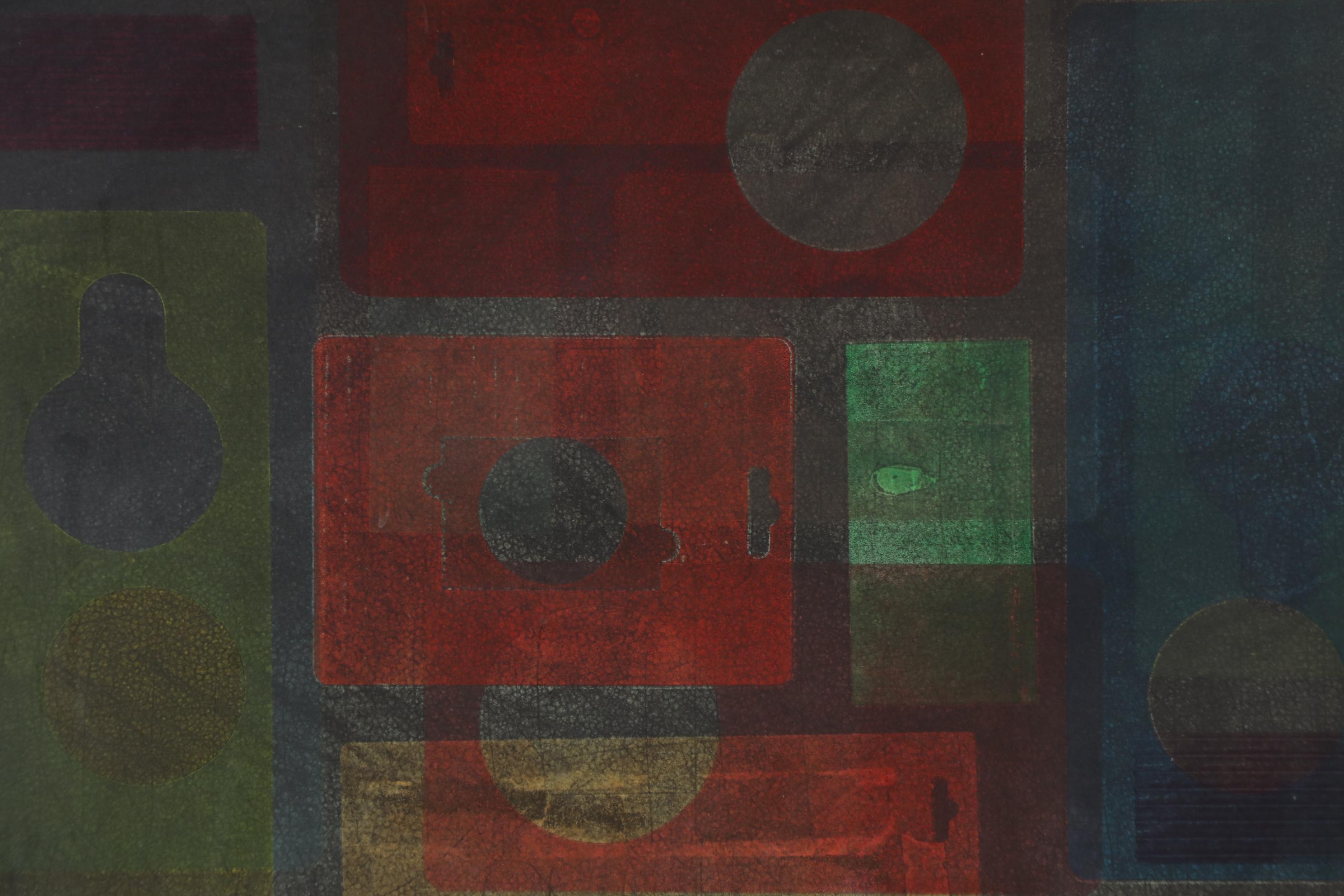 Karen Erla Intaglio Monoprint "Urban Renewal," Circa 1986