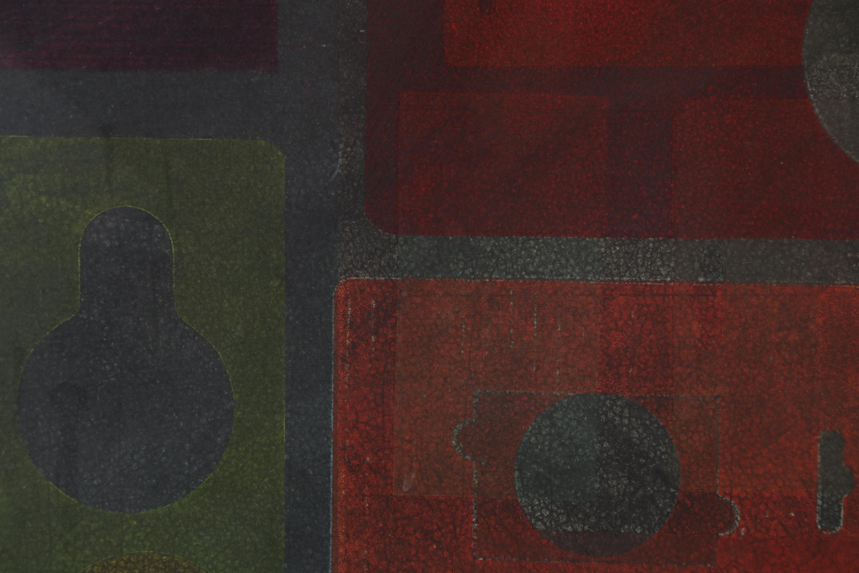 Karen Erla Intaglio Monoprint "Urban Renewal," Circa 1986