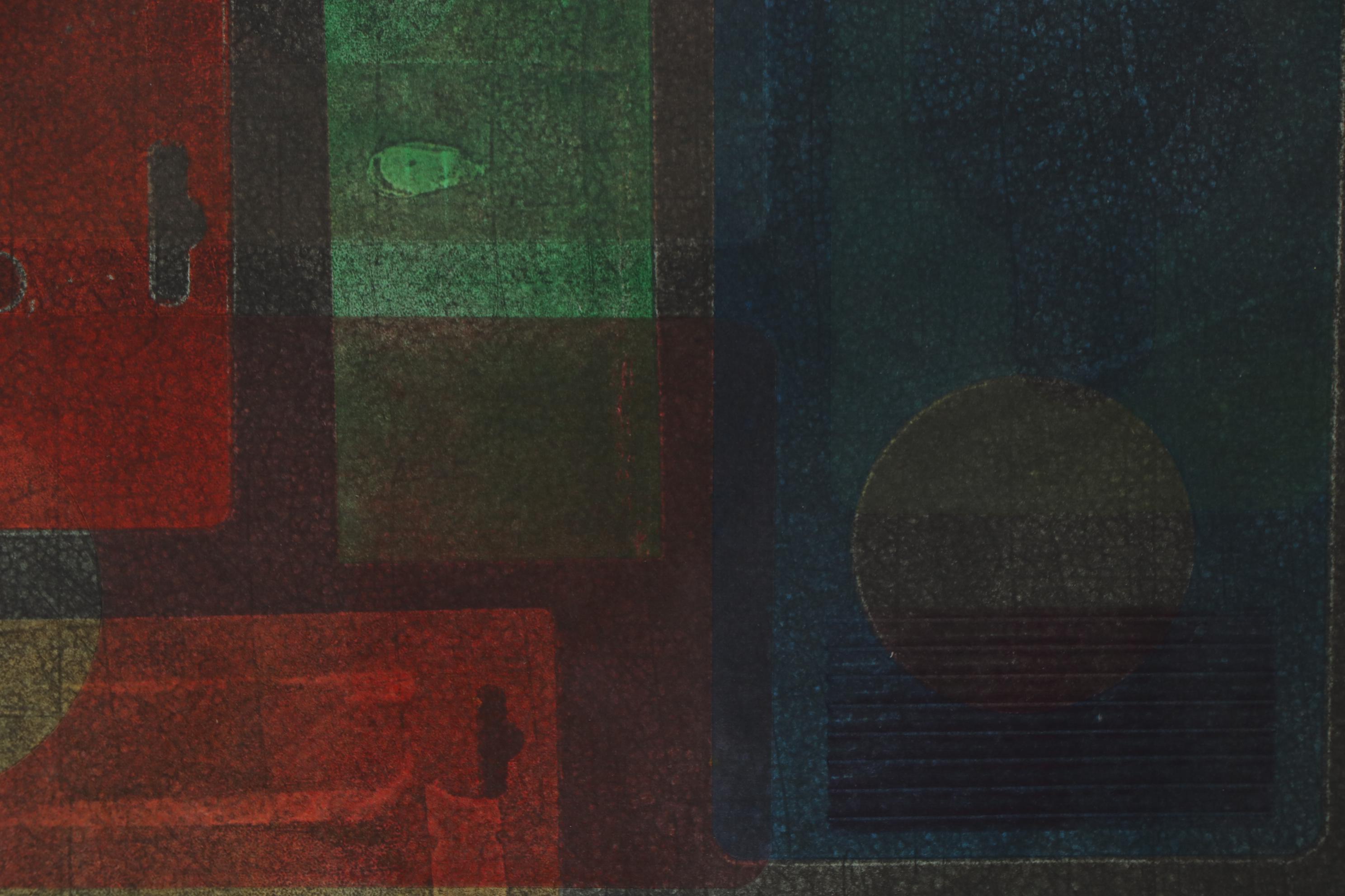 Karen Erla Intaglio Monoprint "Urban Renewal," Circa 1986